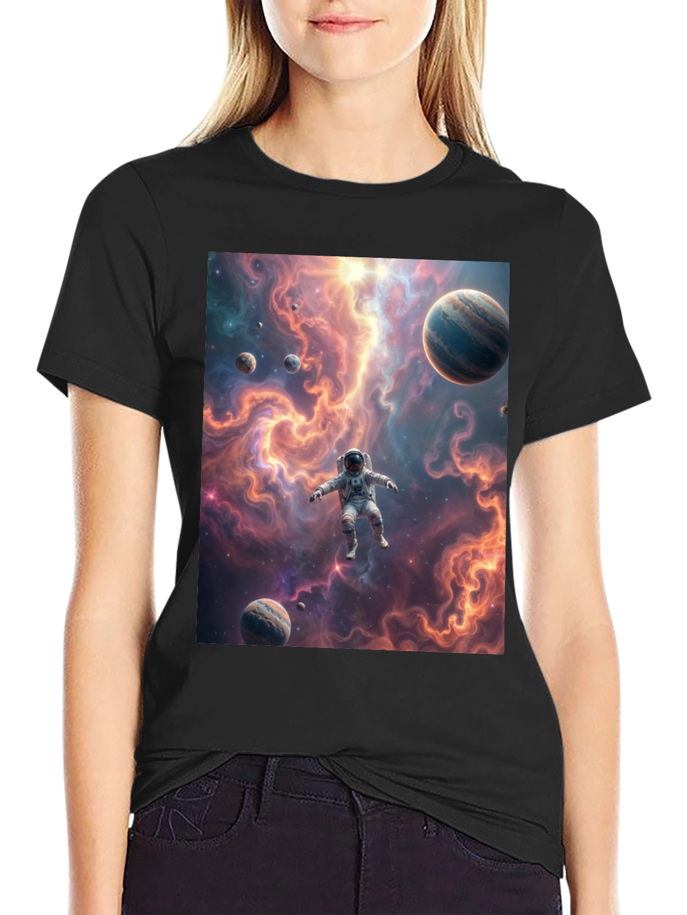 Astronaut Galaxy Black T-Shirt