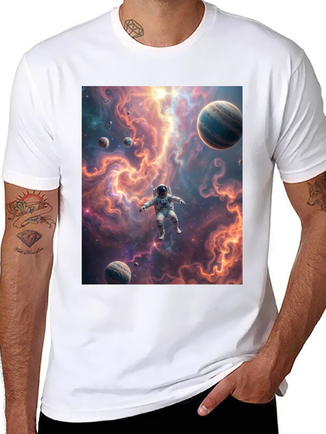 Astronaut Galaxy Black T-Shirt