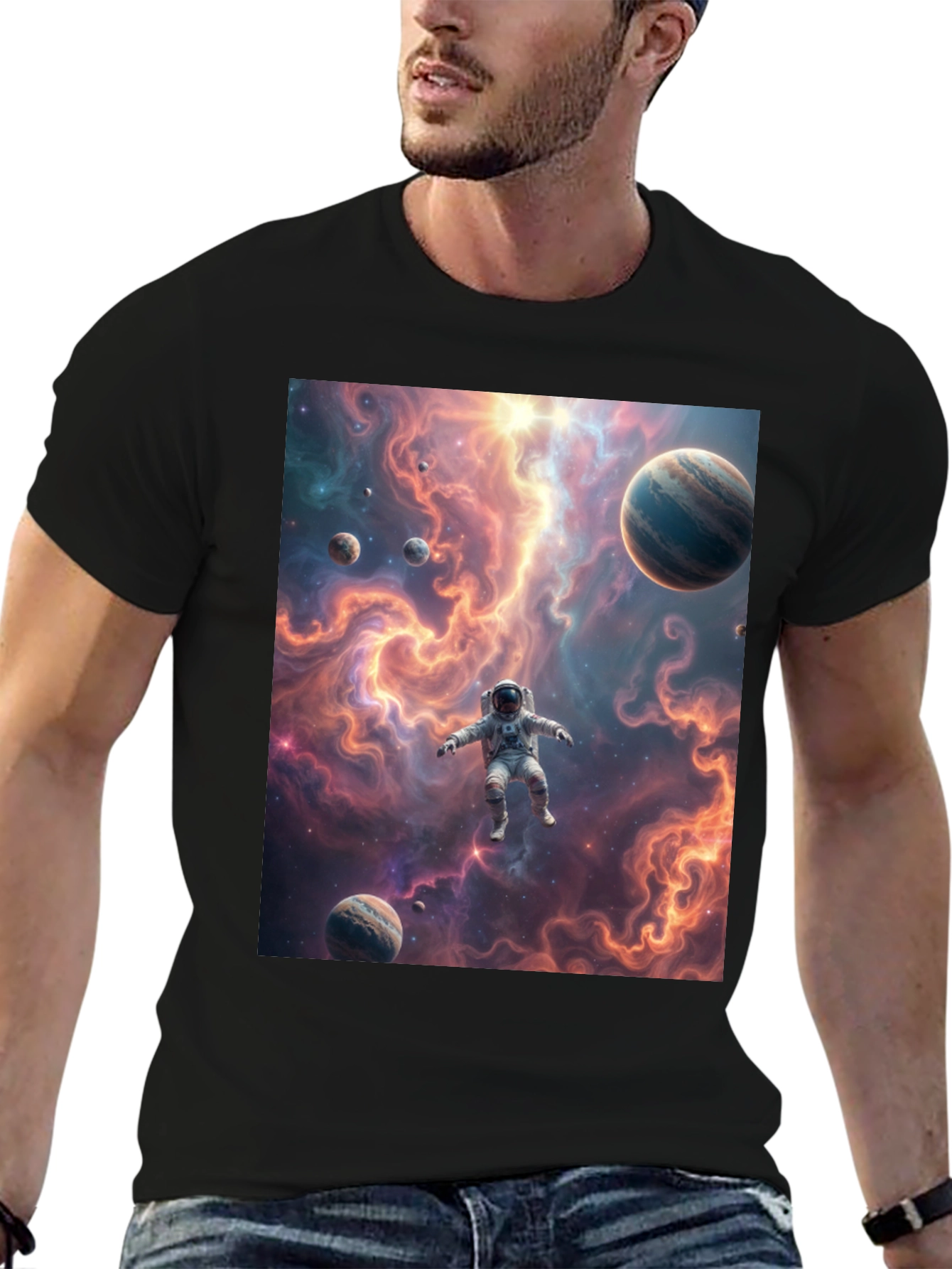 Astronaut Galaxy Black T-Shirt