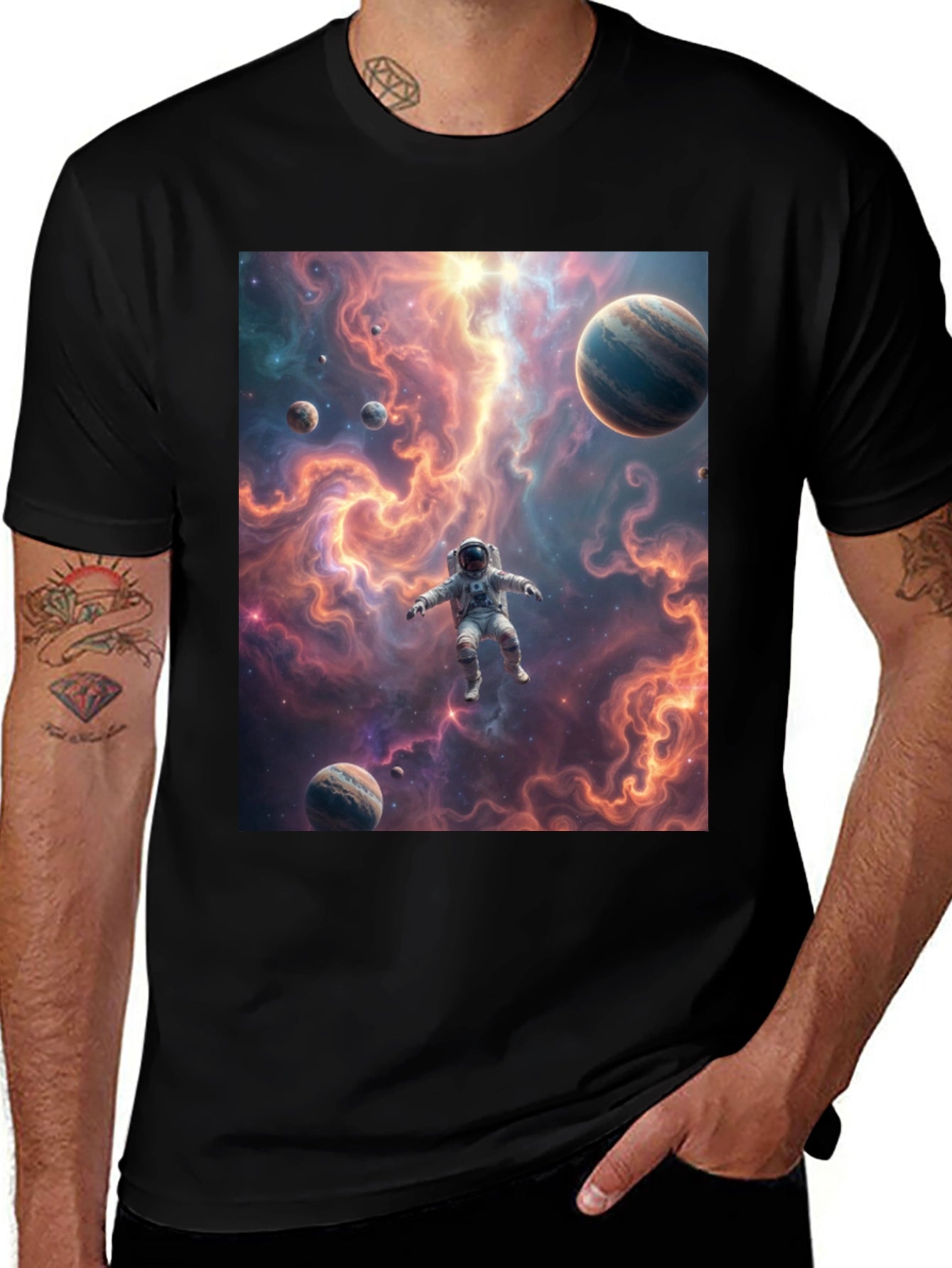 Astronaut Galaxy Black T-Shirt