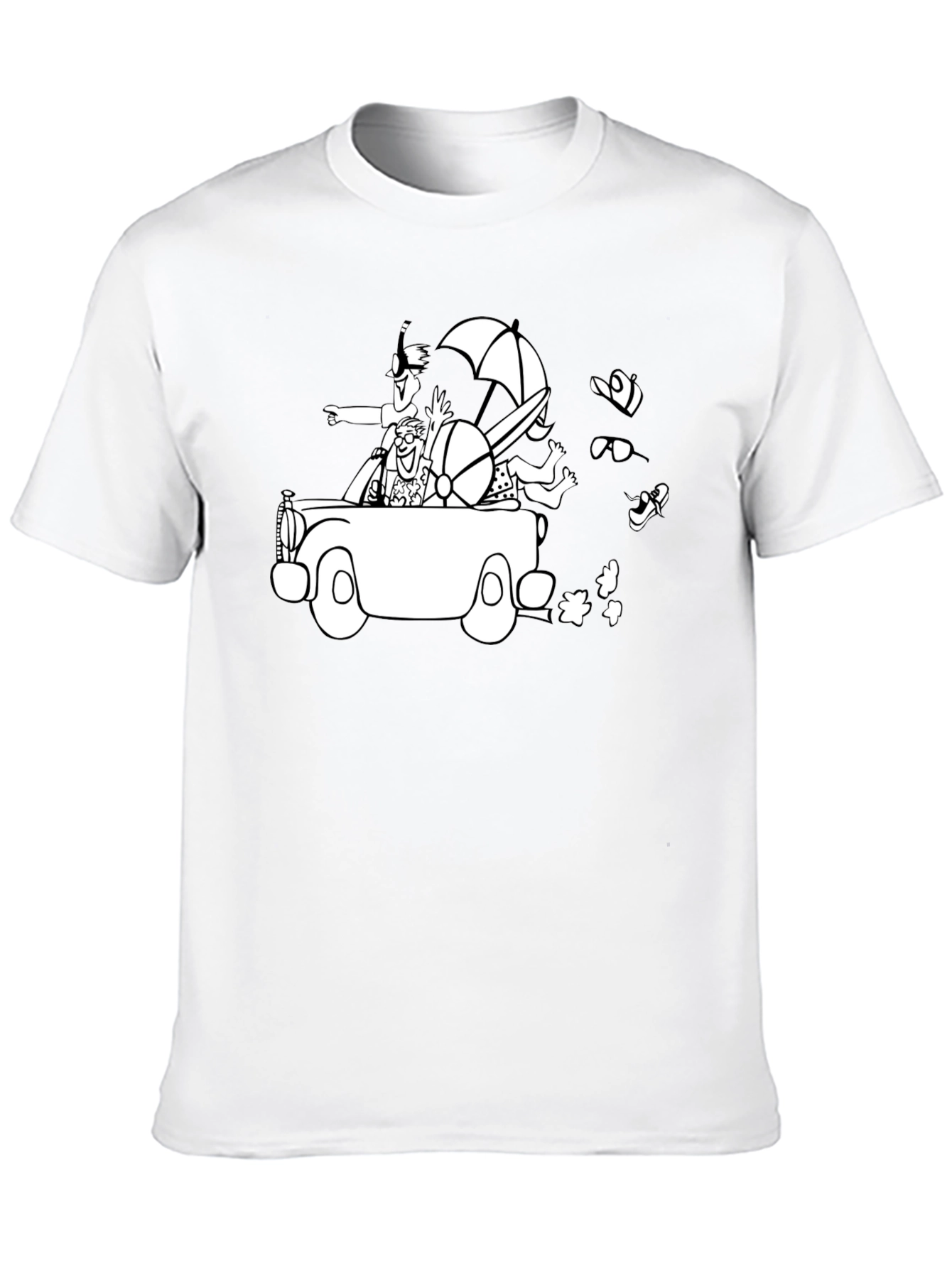 Cartoon Car T-Shirt - Black Cotton Crew Neck