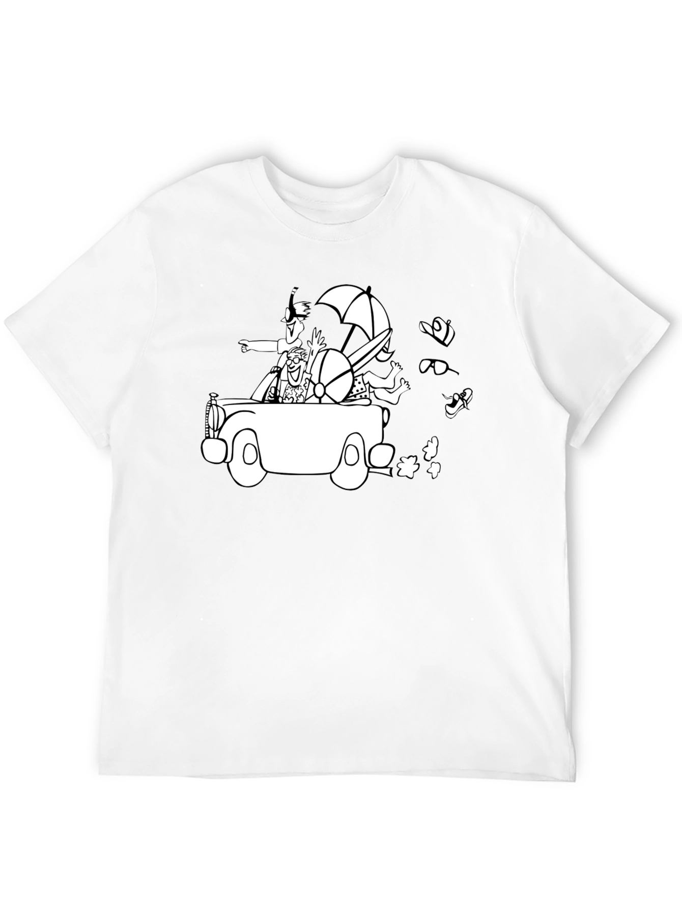 Cartoon Car T-Shirt - Black Cotton Crew Neck