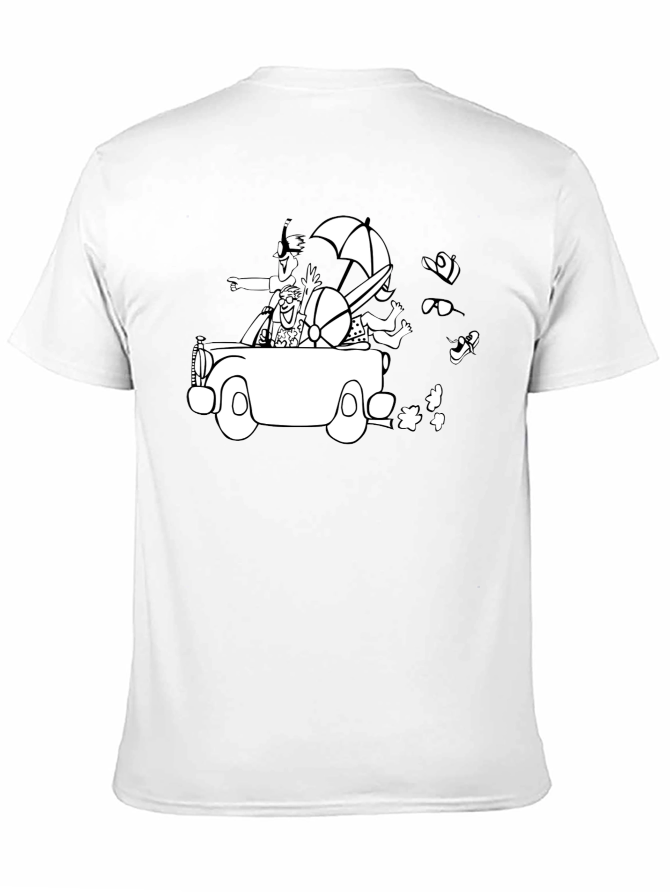 Cartoon Car T-Shirt - Black Cotton Crew Neck