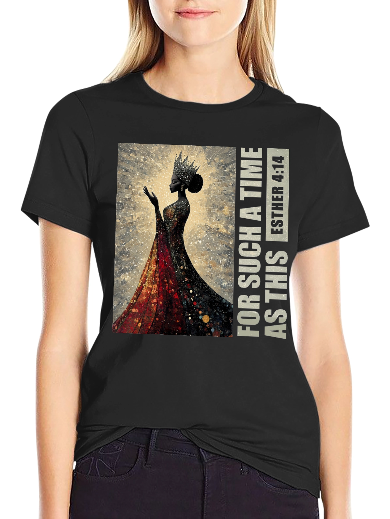 Esther 4:14 Black Queen Graphic T-Shirt