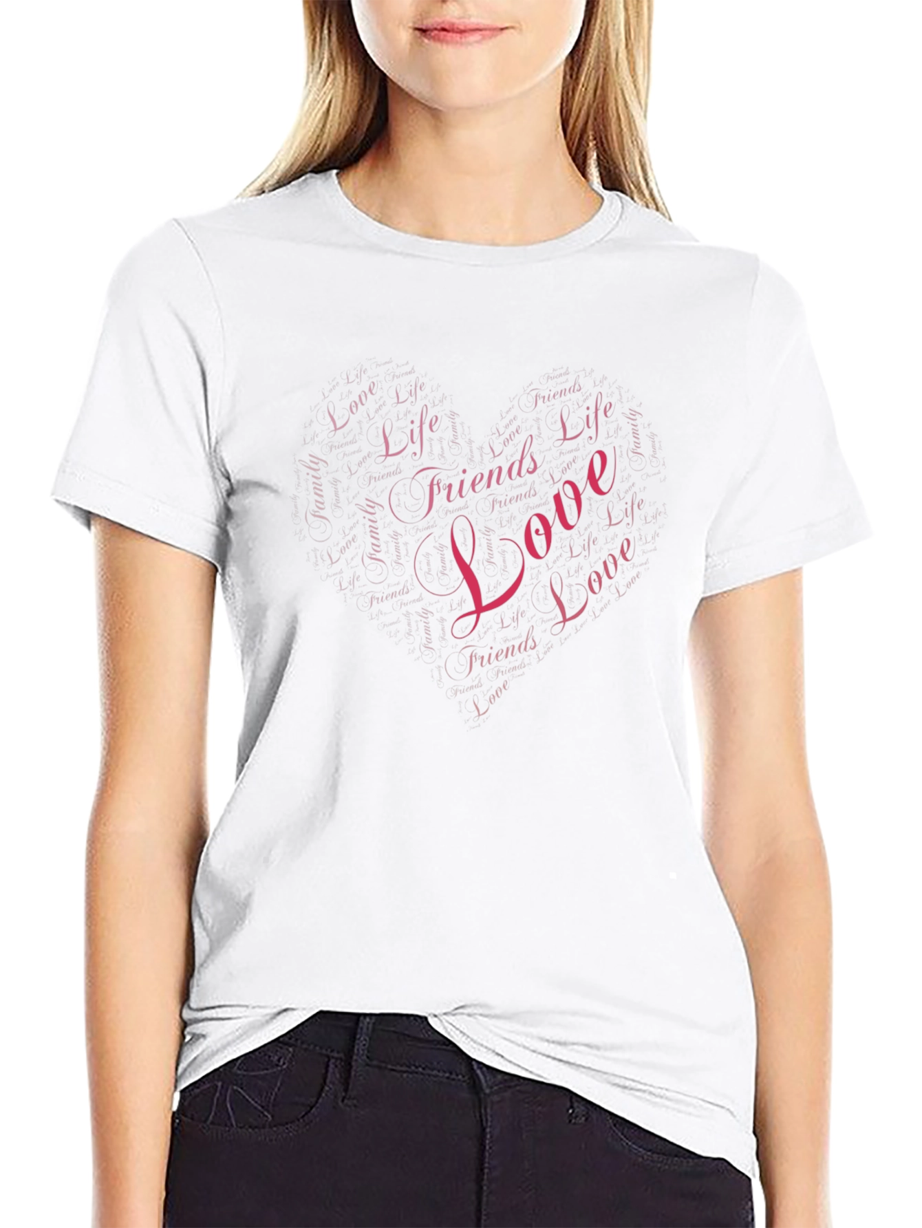 Love Life Friends Heart Graphic T-Shirt