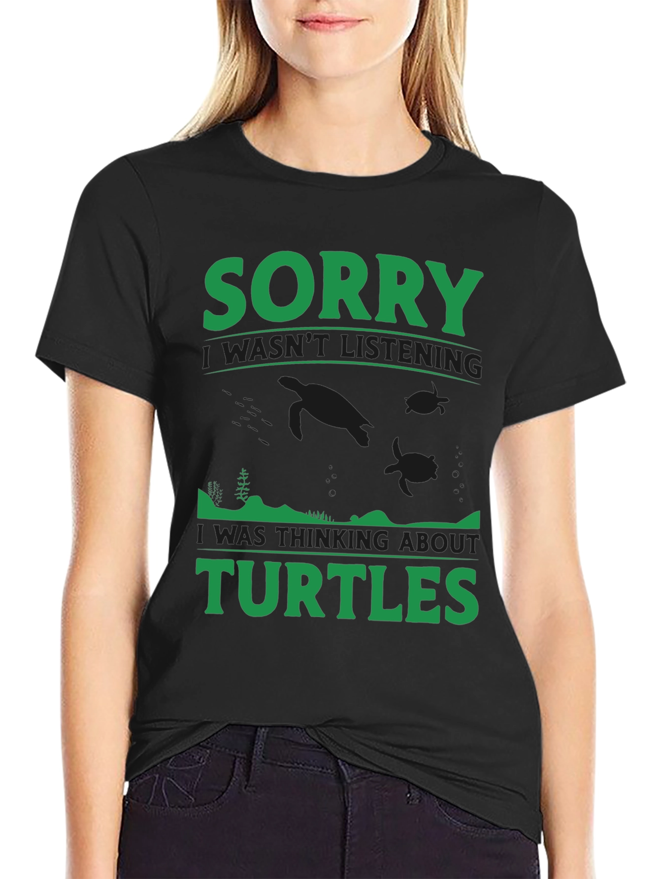 Sorry Turtles Black T-Shirt