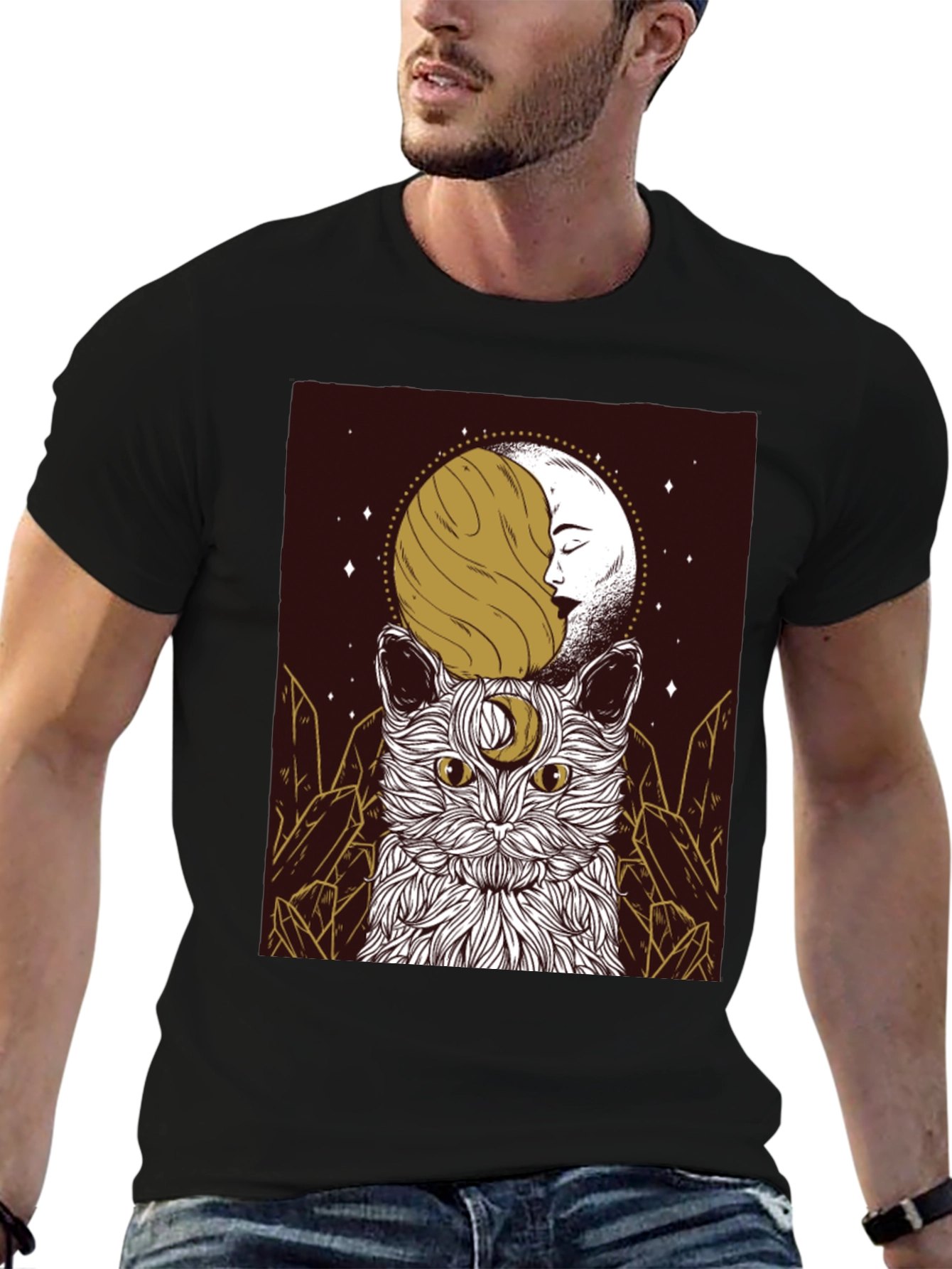 Mystic Moon Cat Graphic Tee - Unisex