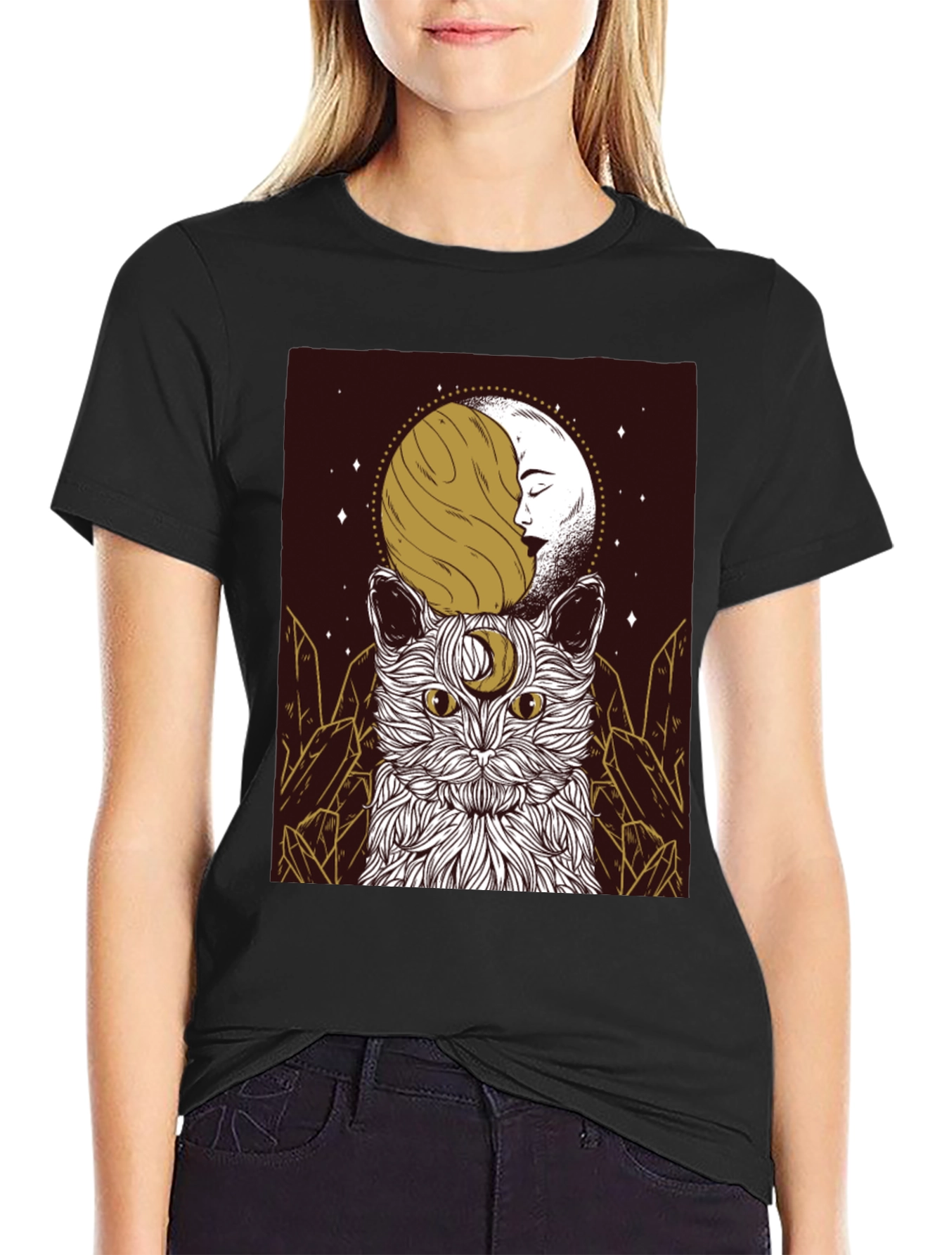Mystic Moon Cat Graphic Tee - Unisex