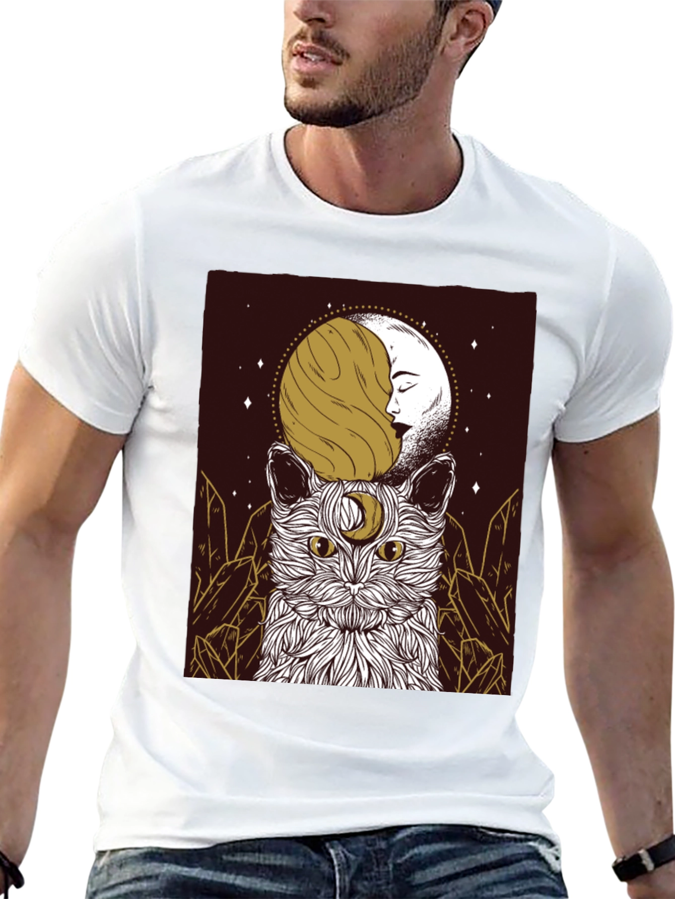 Mystic Moon Cat Graphic Tee - Unisex