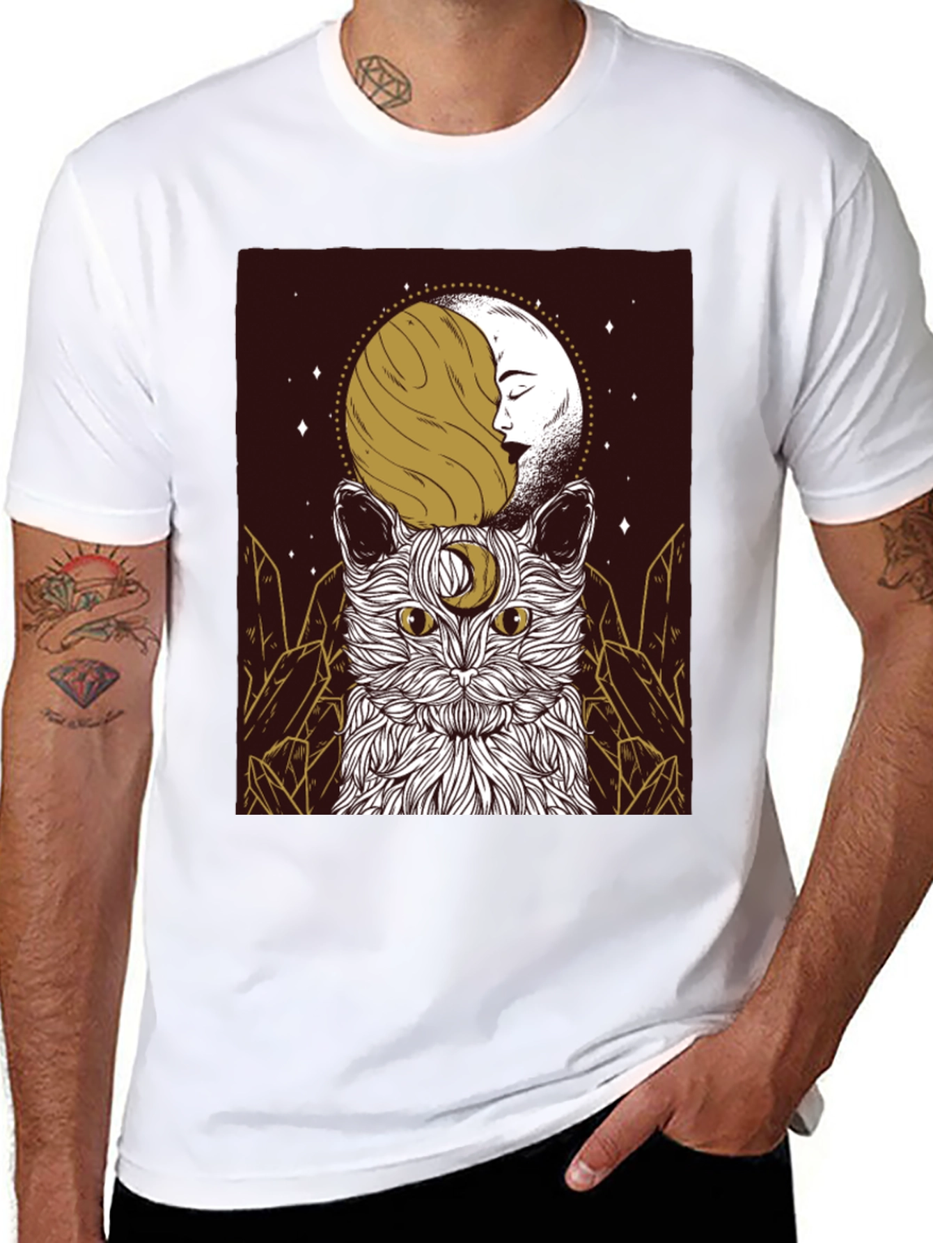 Mystic Moon Cat Graphic Tee - Unisex