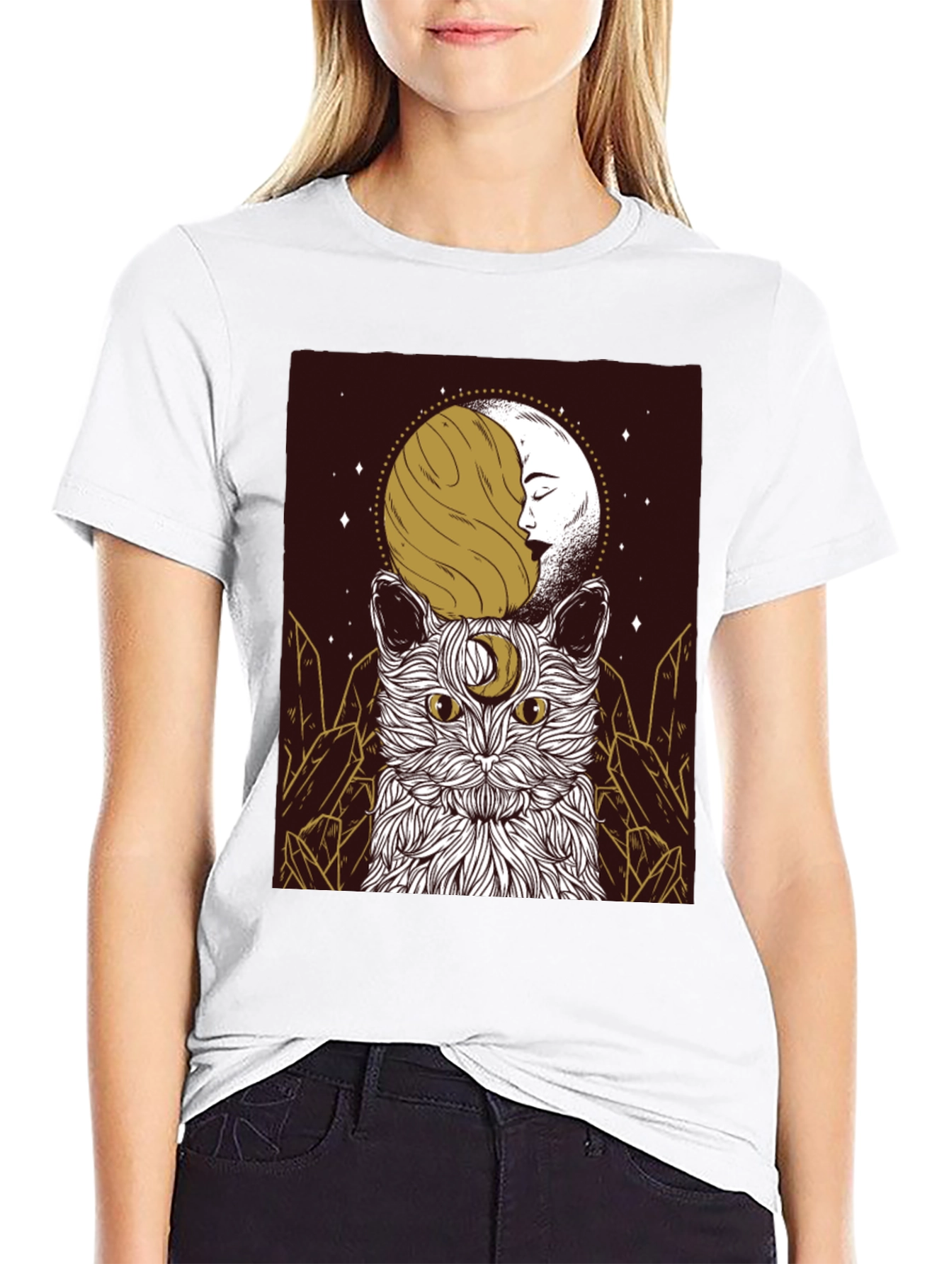 Mystic Moon Cat Graphic Tee - Unisex