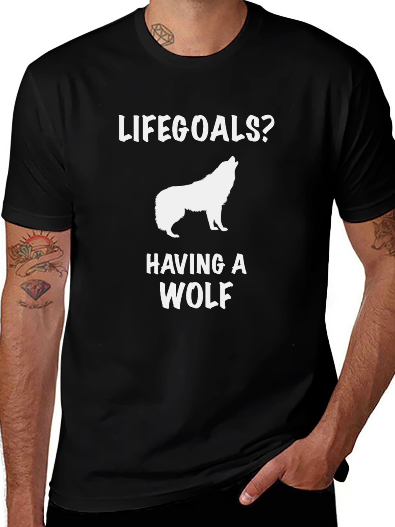 Lifegoals? Having a Wolf Graphic Tee - Black