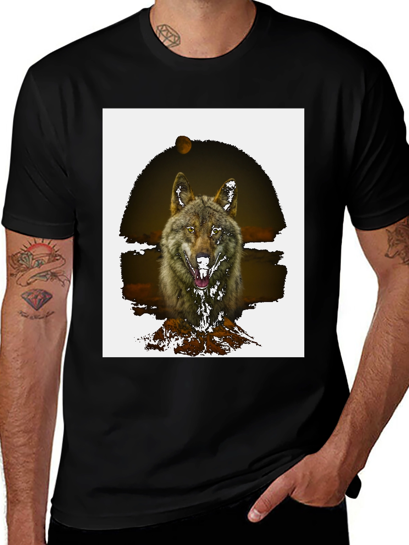 Wolf Graphic Tee - Mens Black T-Shirt