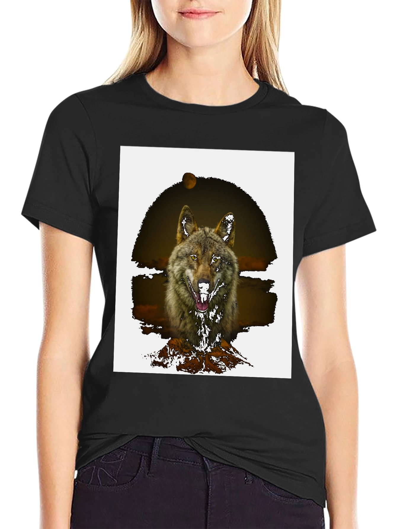 Wolf Graphic Tee - Mens Black T-Shirt