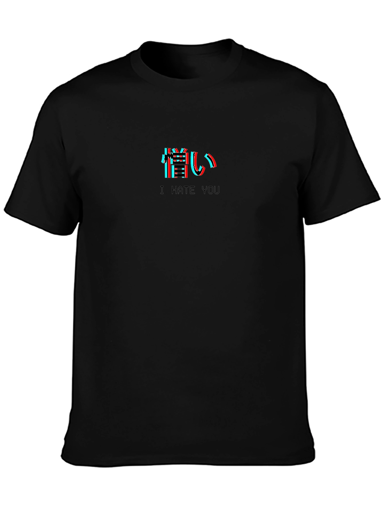 I Hate You Kanji Glitch Black Tee