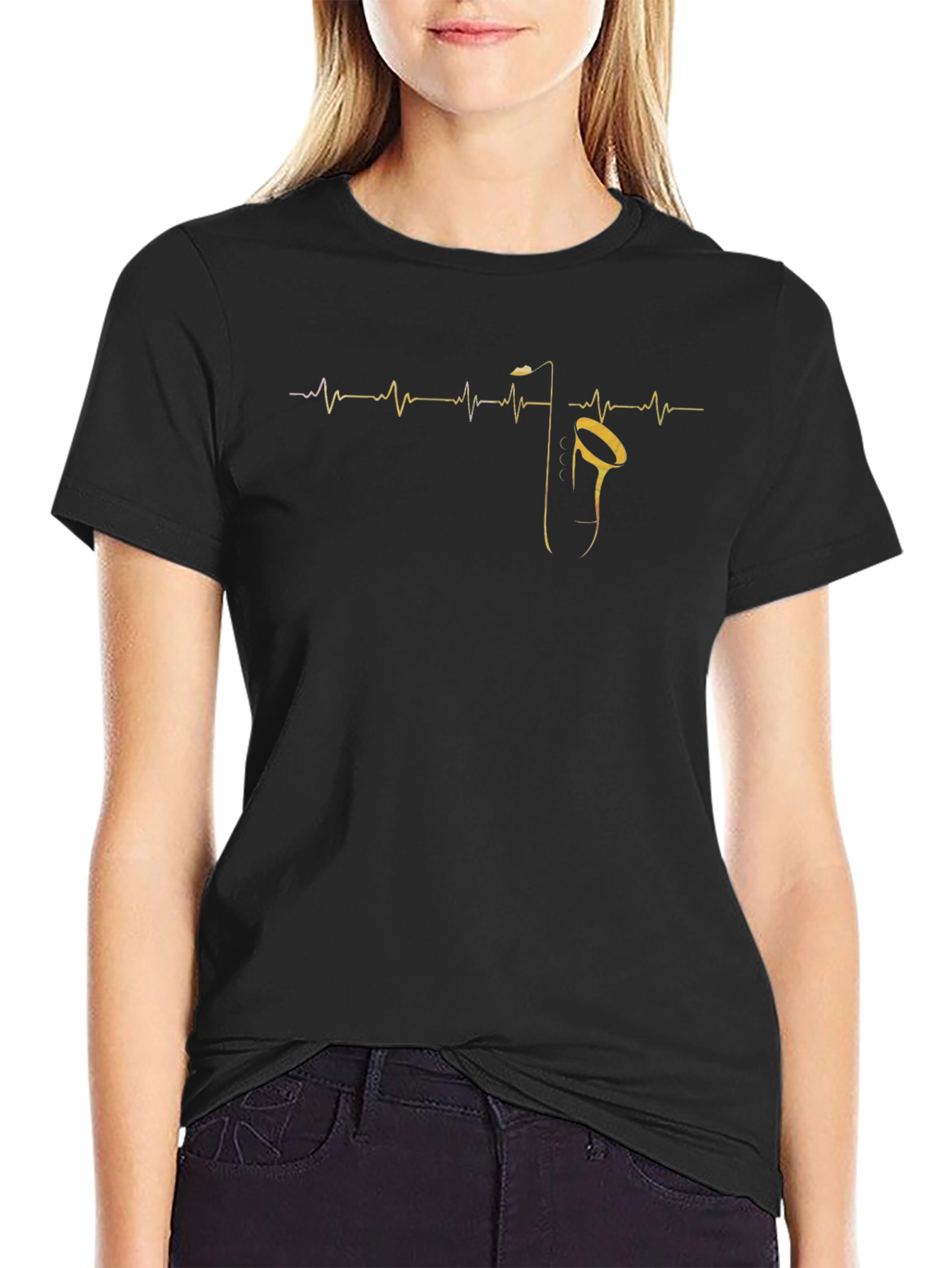 Saxophone Heartbeat Graphic Tee - Musicians Fashion