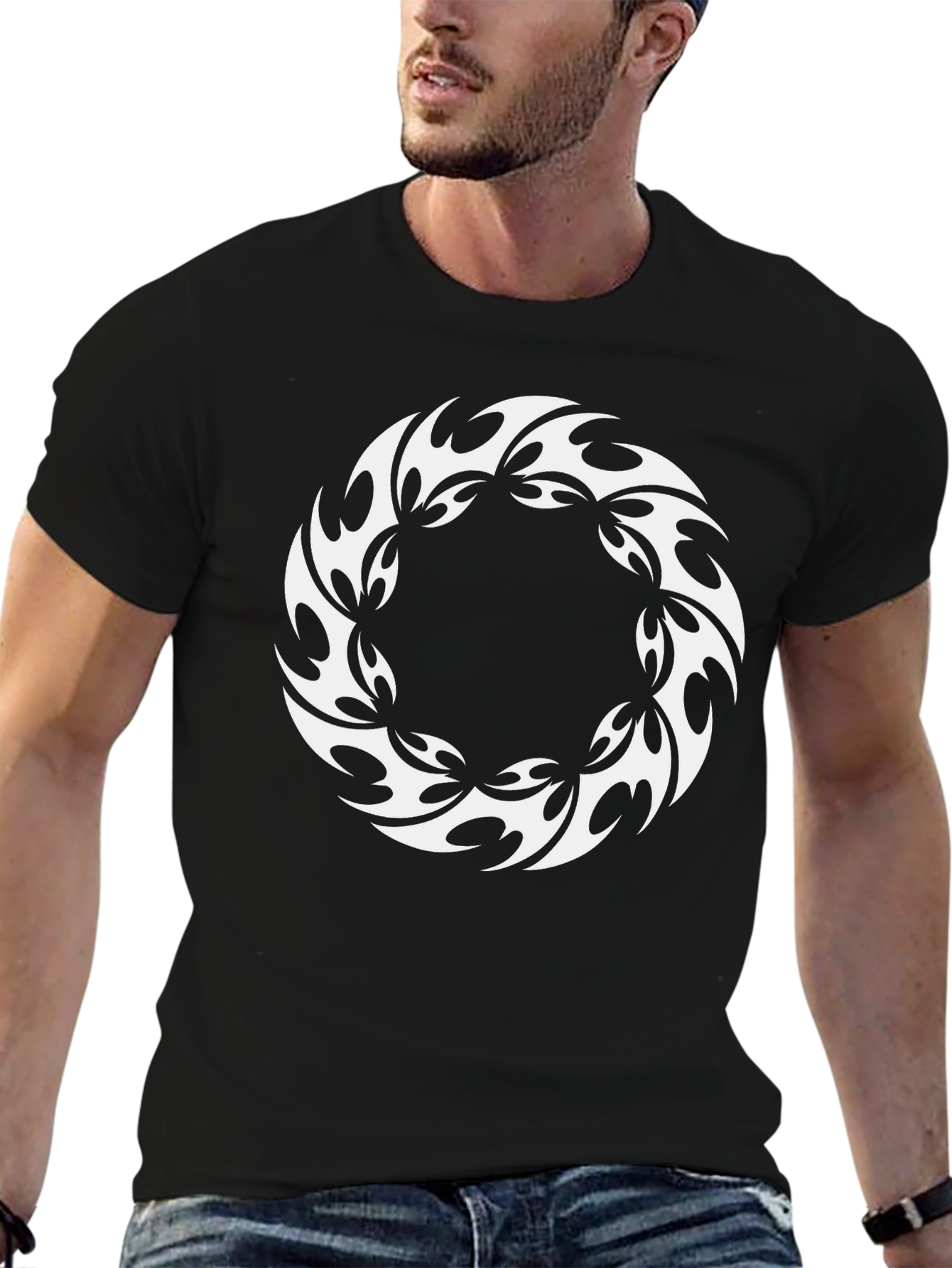 Tribal Circle Graphic Black T-Shirt