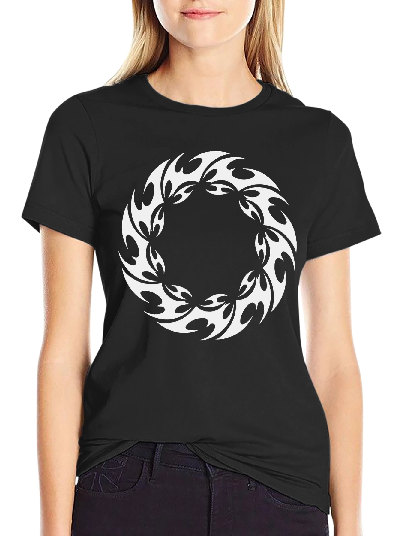 Tribal Circle Graphic Black T-Shirt