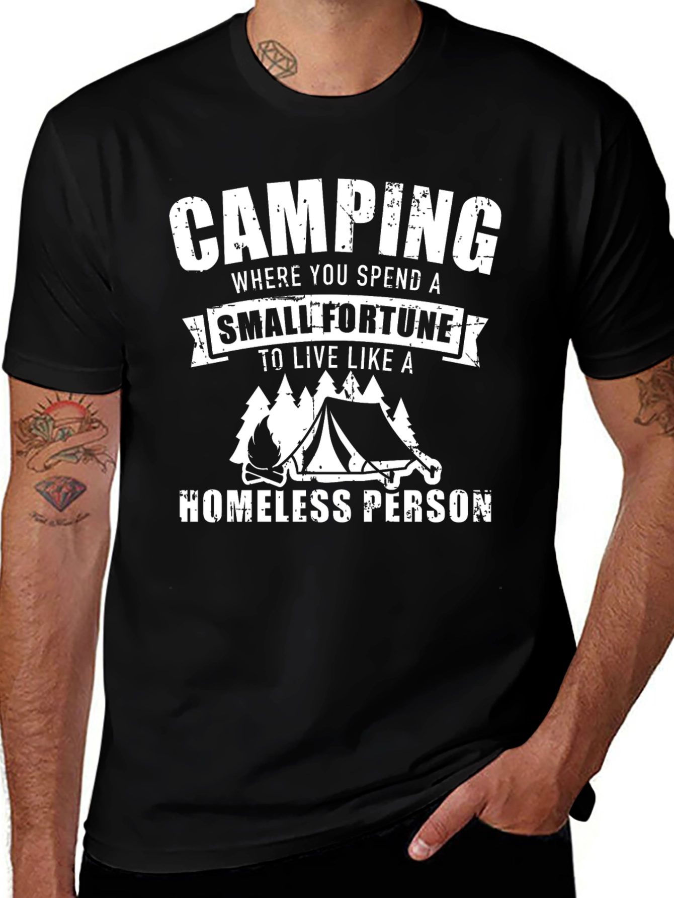 Camping Homeless Person Graphic Tee
