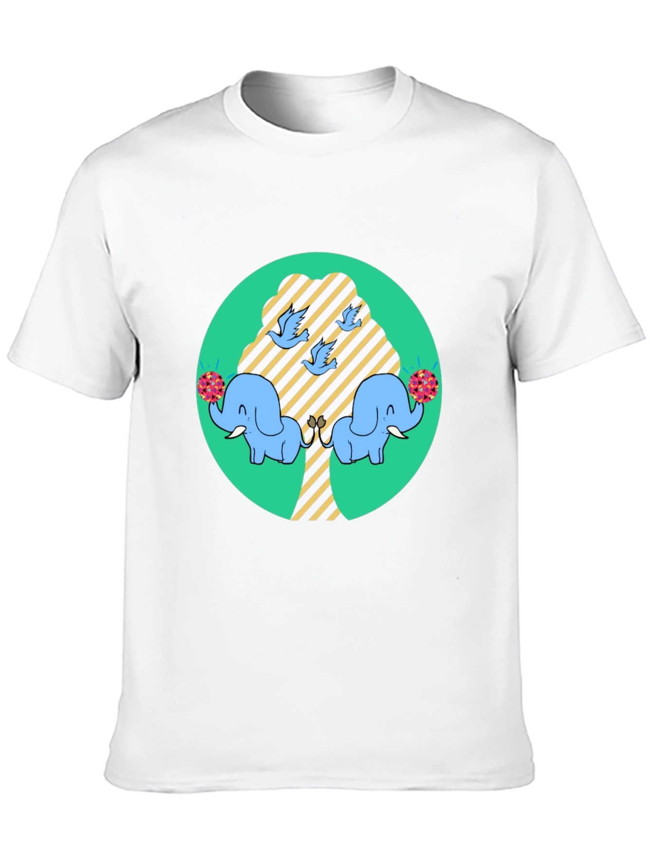 Cute Elephant Tree Graphic Tee - Black
