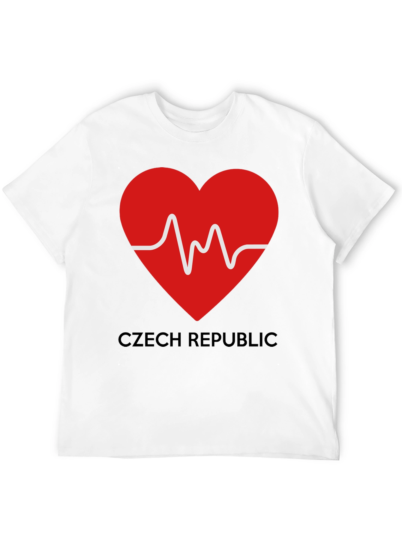 Czech Republic Heartbeat Graphic Tee - Black