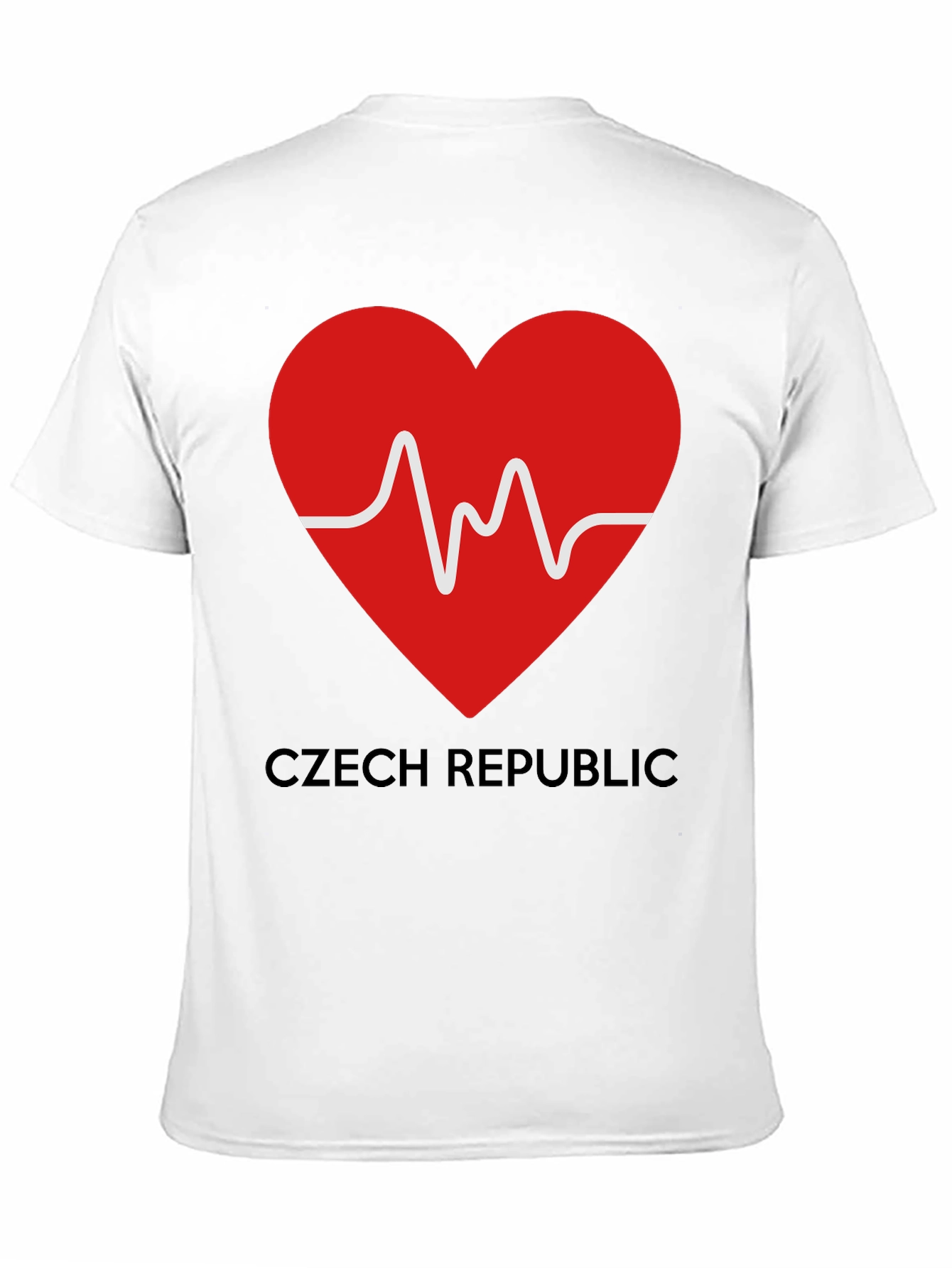 Czech Republic Heartbeat Graphic Tee - Black