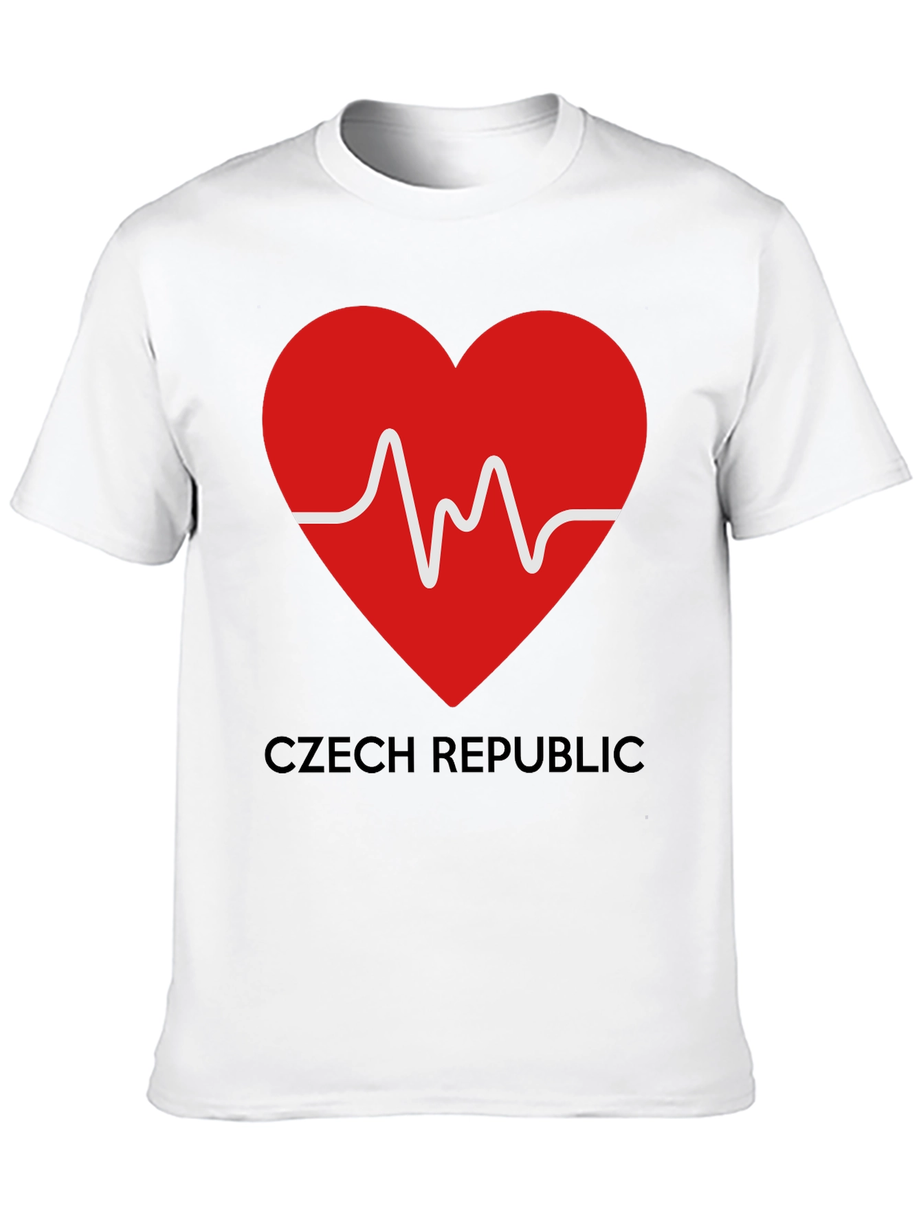 Czech Republic Heartbeat Graphic Tee - Black