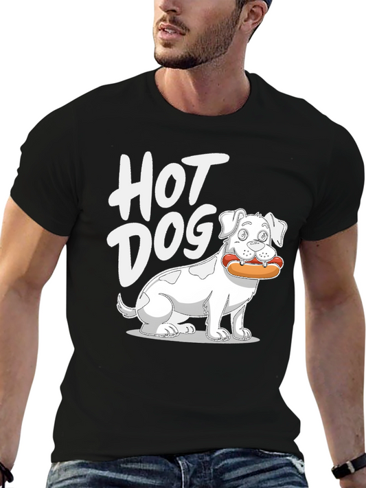 Funny Hot Dog Lover T-Shirt - Dog with Hot Dog