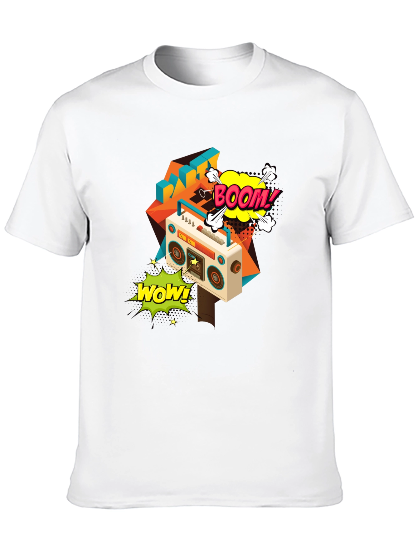 Retro Boombox Graphic Tee - Black Cotton T-Shirt