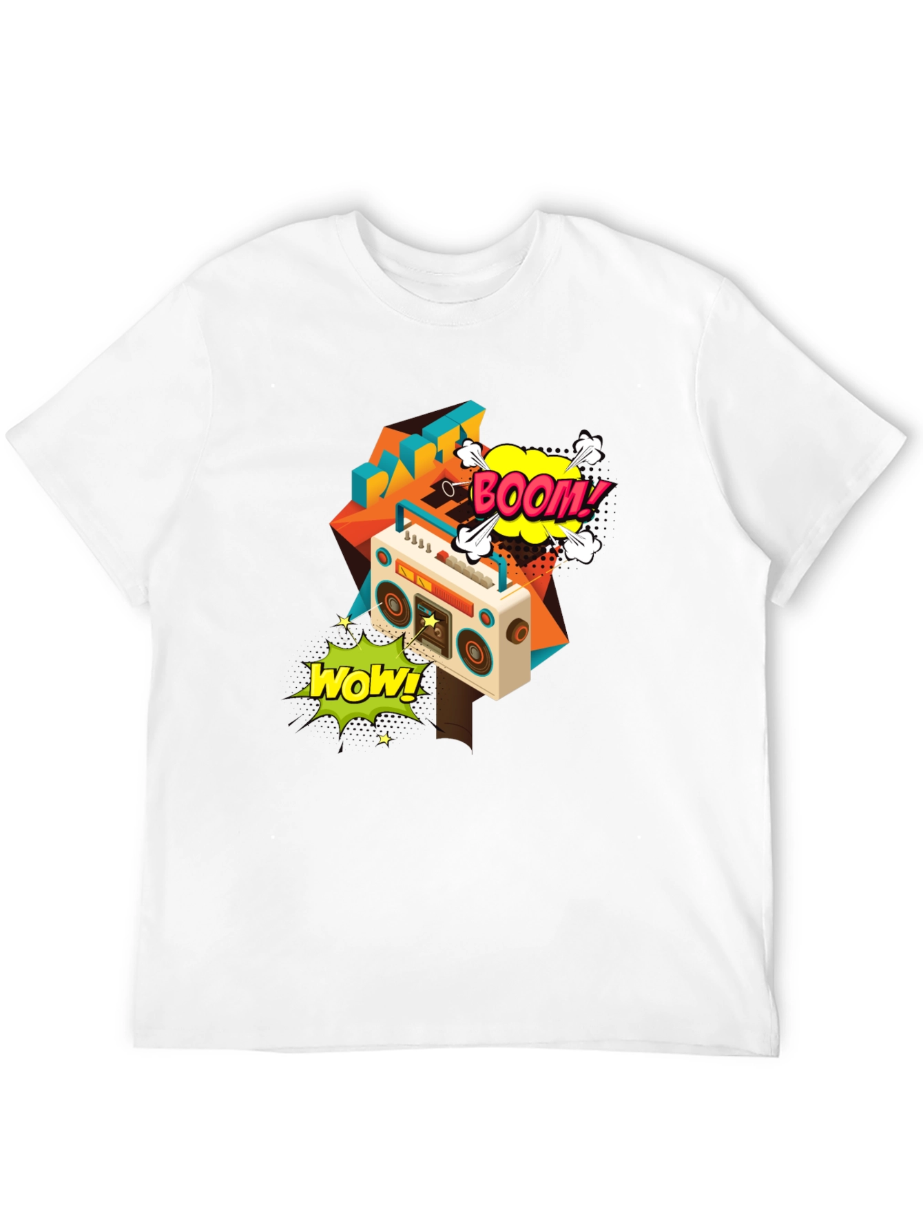 Retro Boombox Graphic Tee - Black Cotton T-Shirt