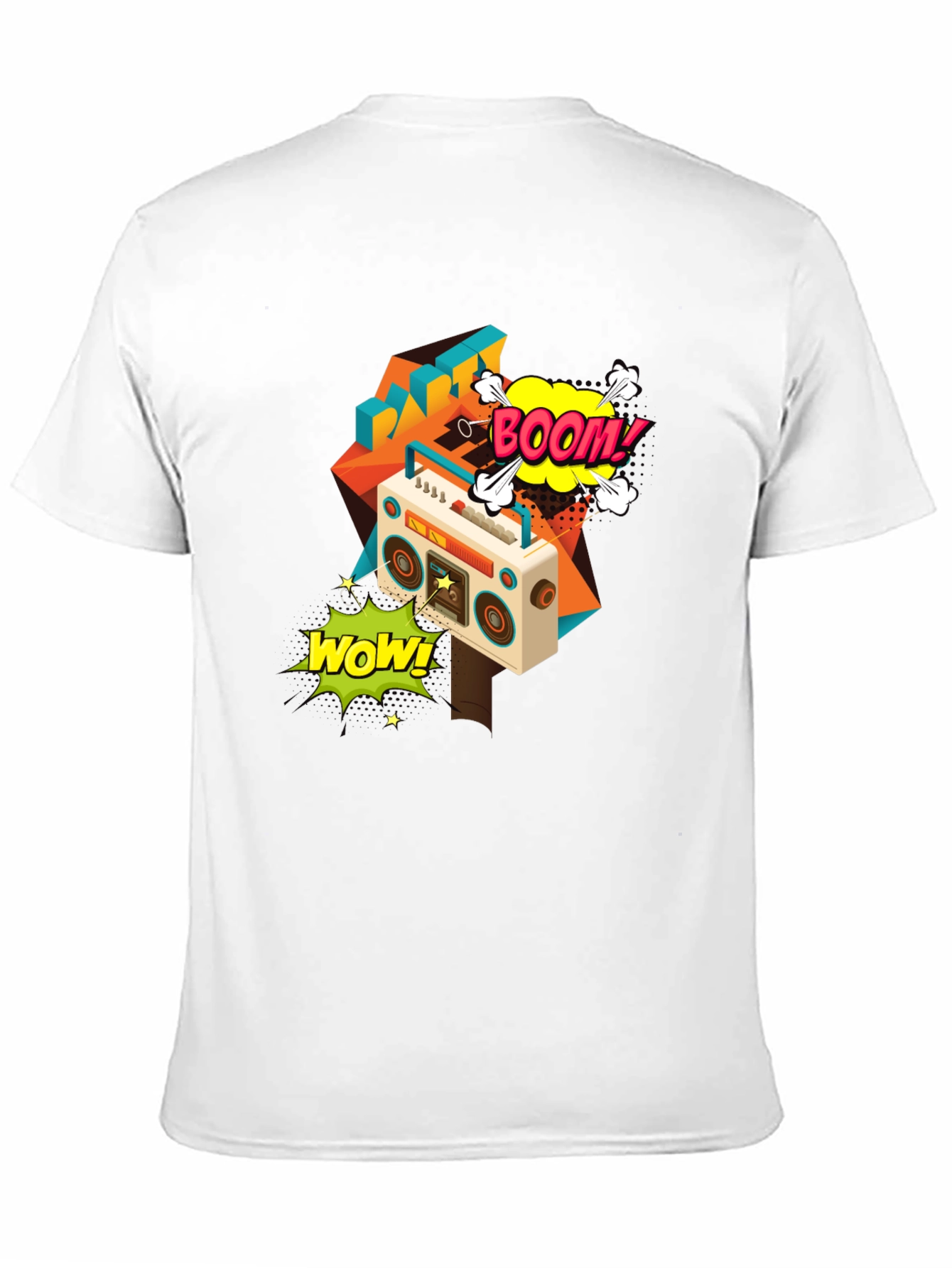 Retro Boombox Graphic Tee - Black Cotton T-Shirt