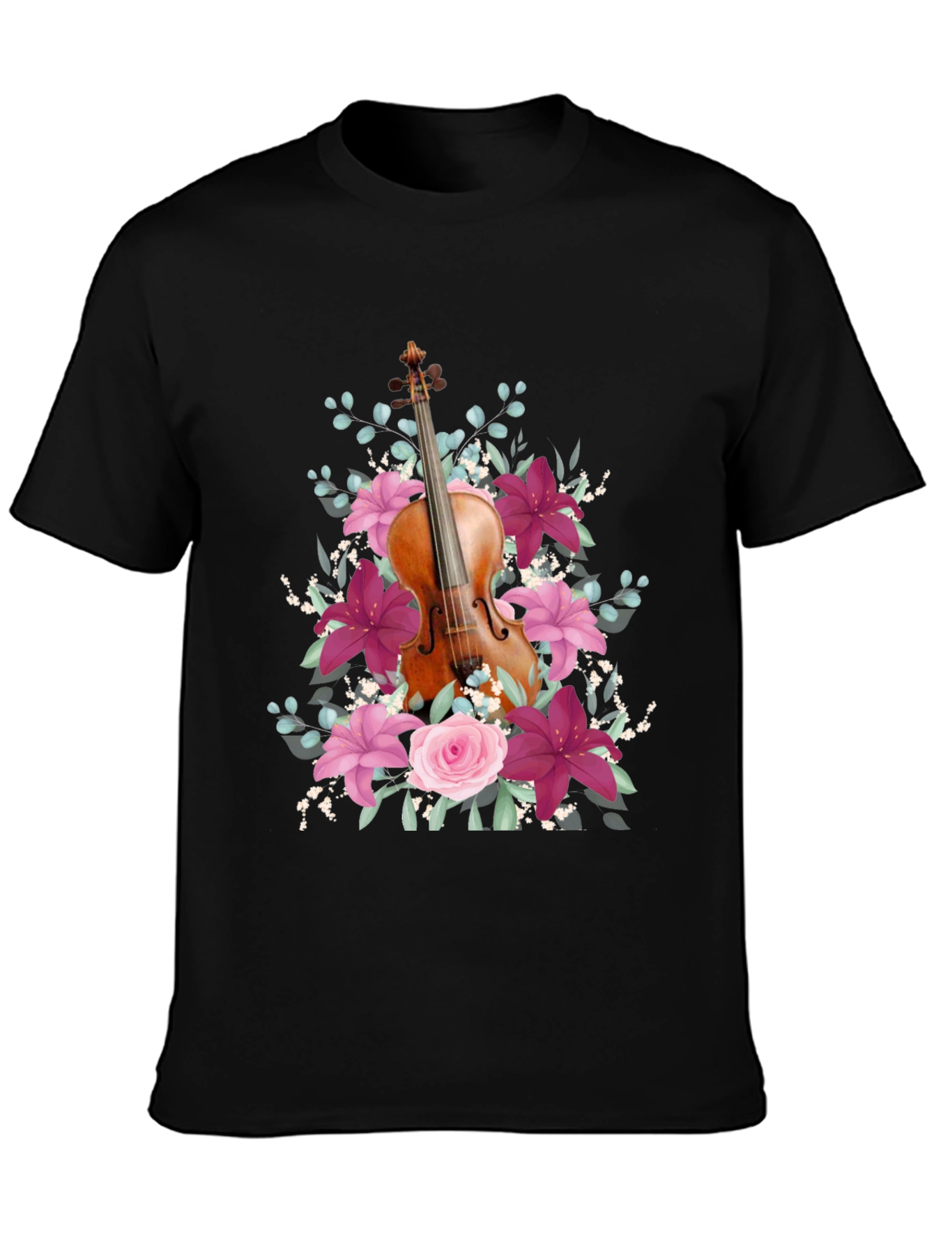 Floral Violin T-Shirt - Music Lover Tee