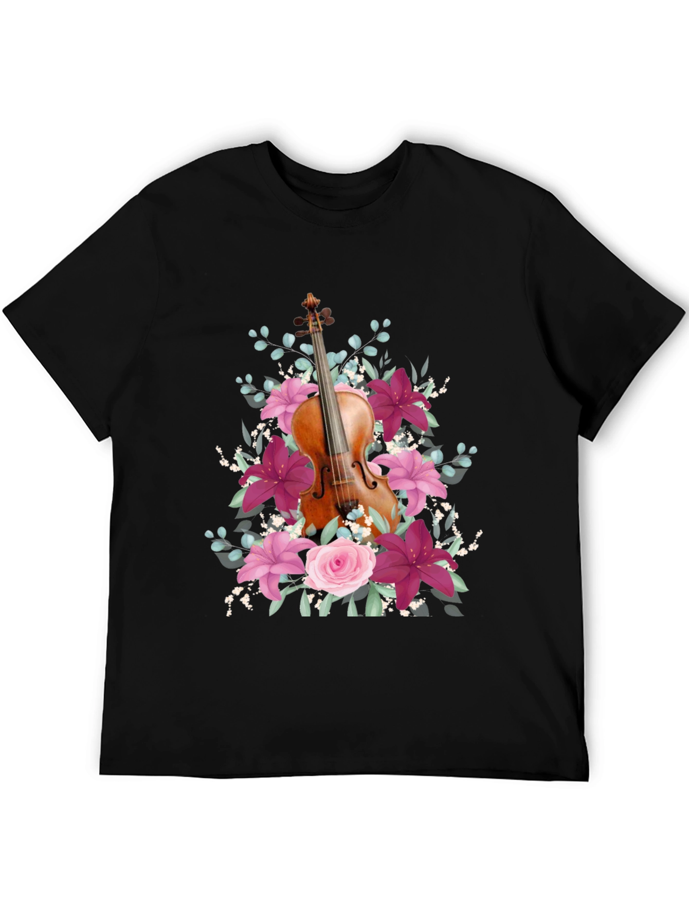 Floral Violin T-Shirt - Music Lover Tee