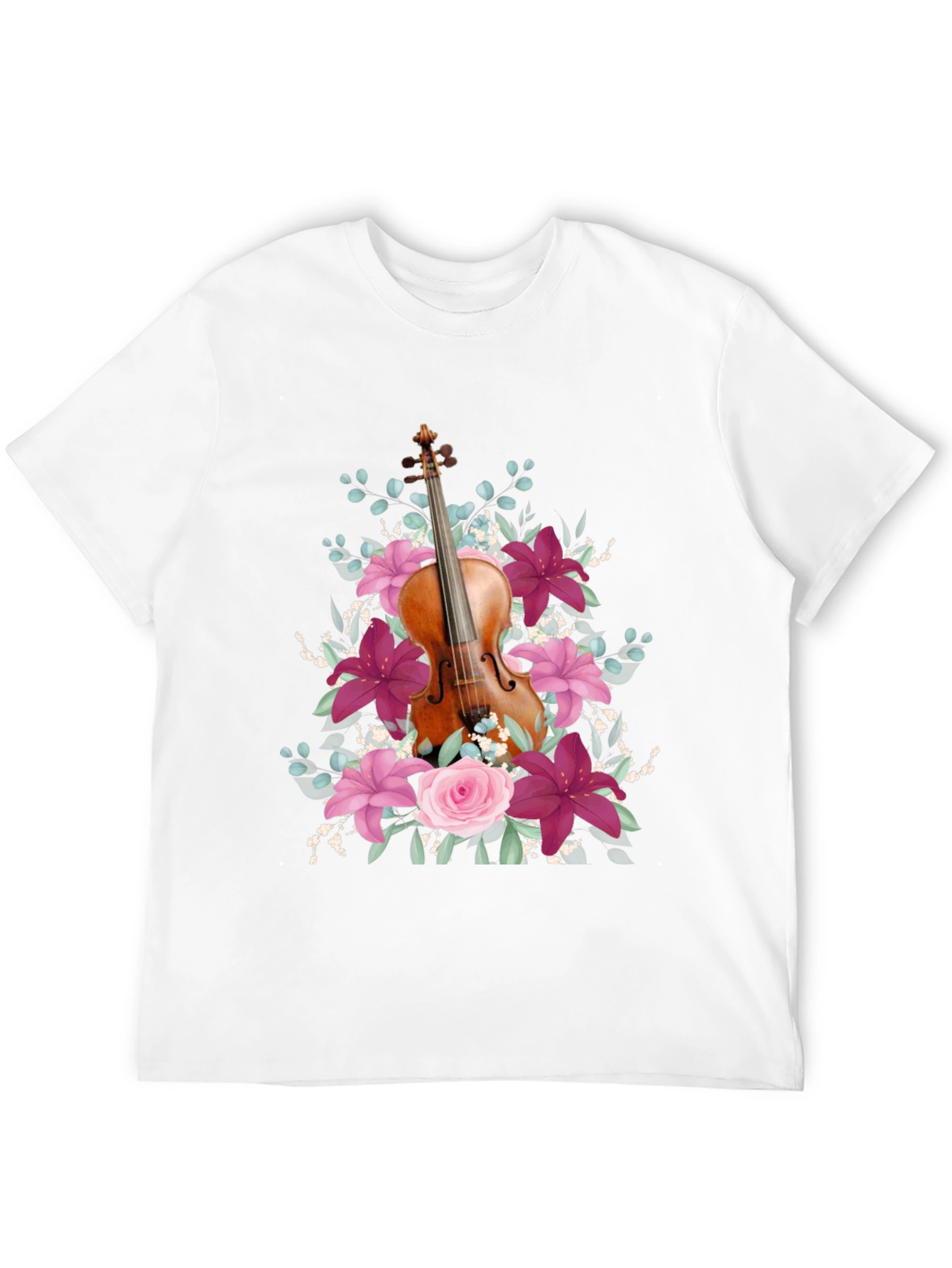 Floral Violin T-Shirt - Music Lover Tee