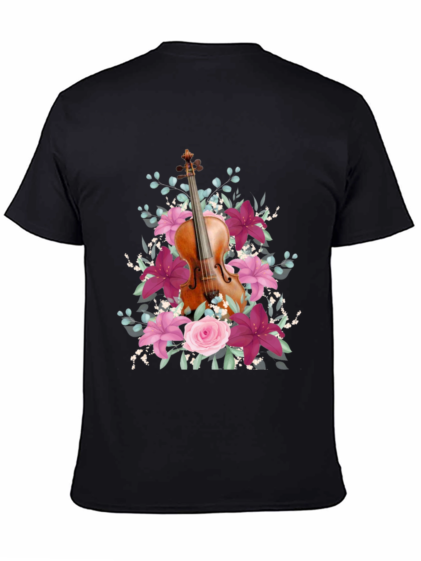 Floral Violin T-Shirt - Music Lover Tee