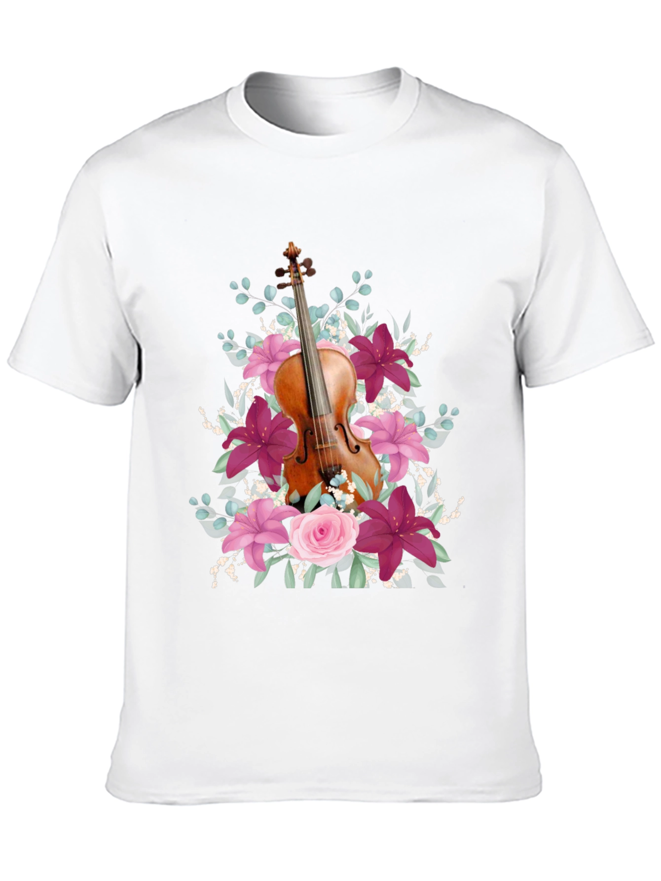 Floral Violin T-Shirt - Music Lover Tee