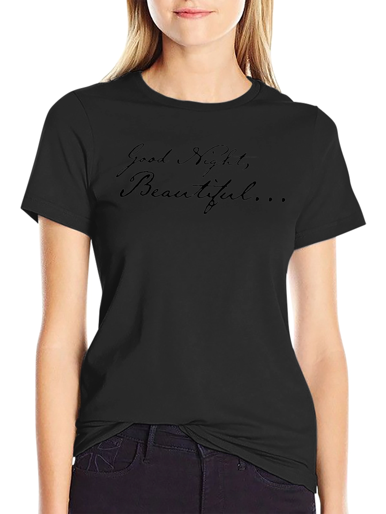 Good Night Beautiful Graphic Tee - Black
