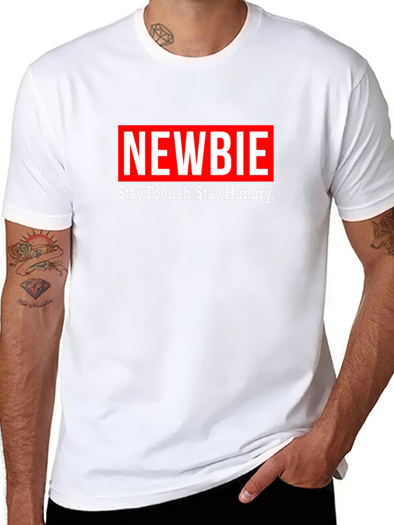 Newbie T-Shirt - Stay Foolish Stay Hungry Black Tee