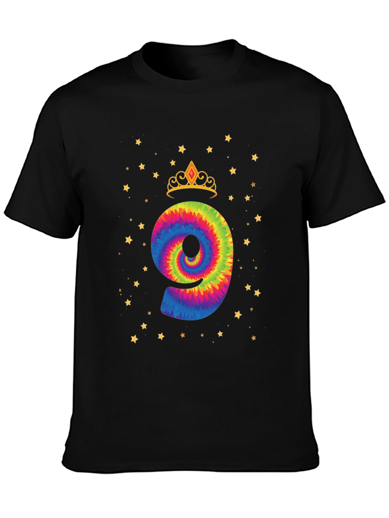 Tie Dye Number 9 Birthday Girl T-Shirt