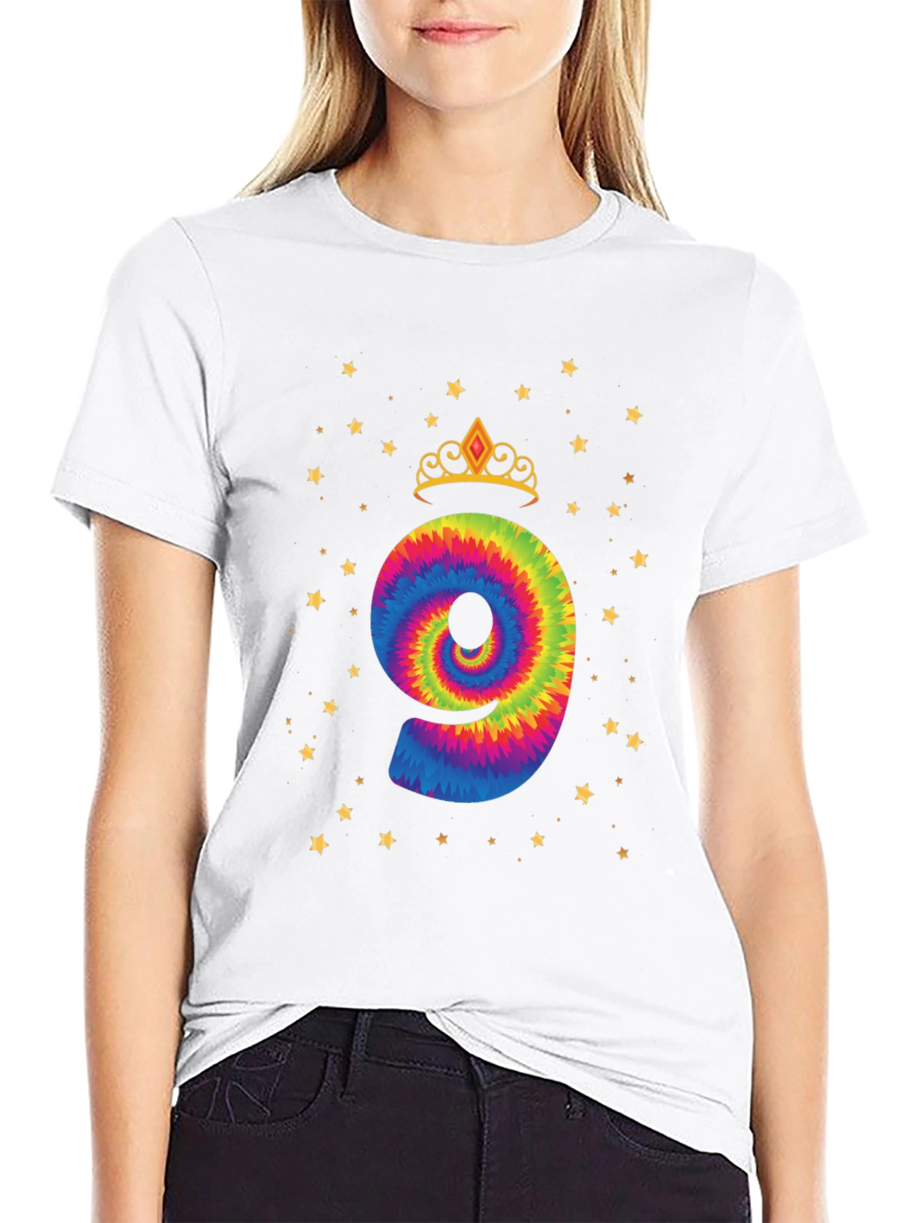 Tie Dye Number 9 Birthday Girl T-Shirt