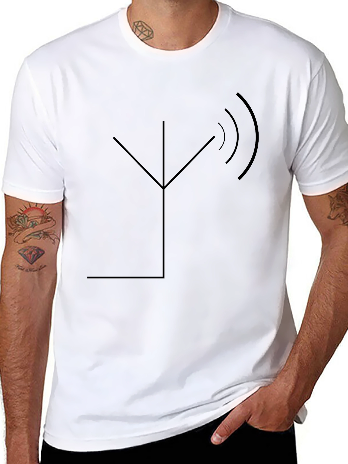 Minimalist Antenna Graphic Black T-Shirt