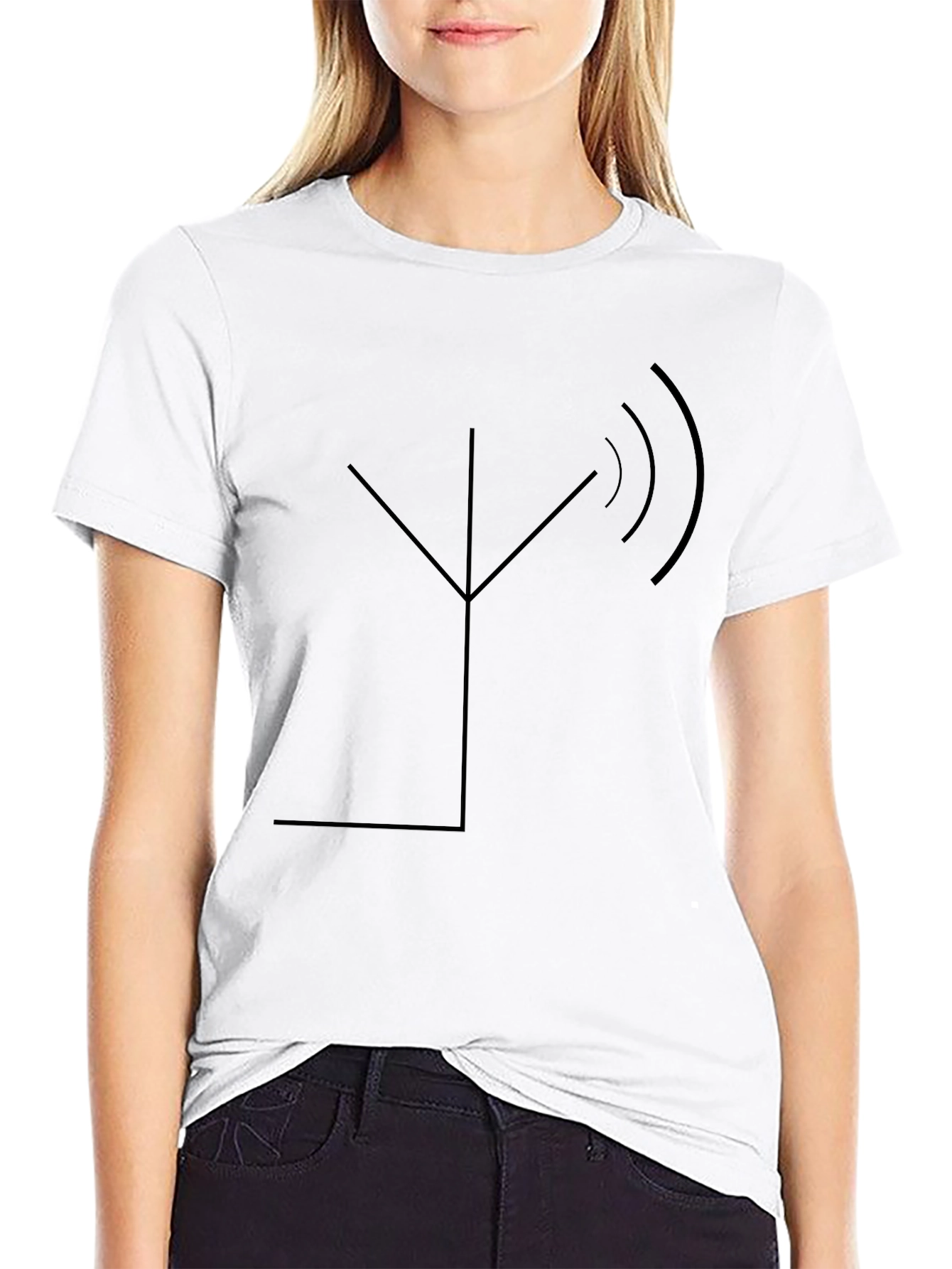 Minimalist Antenna Graphic Black T-Shirt