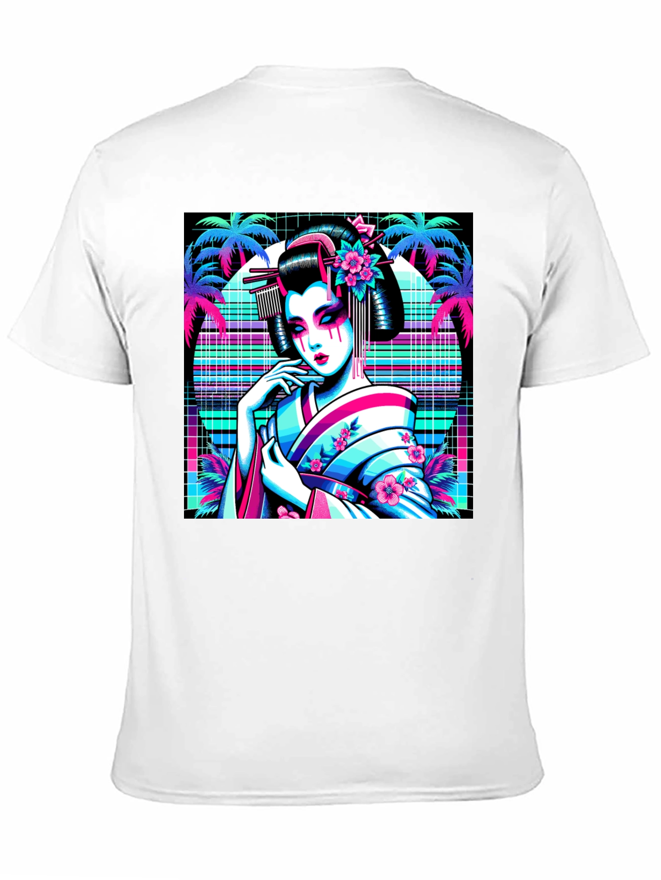 Vaporwave Geisha T-Shirt - Synthwave Style Tee
