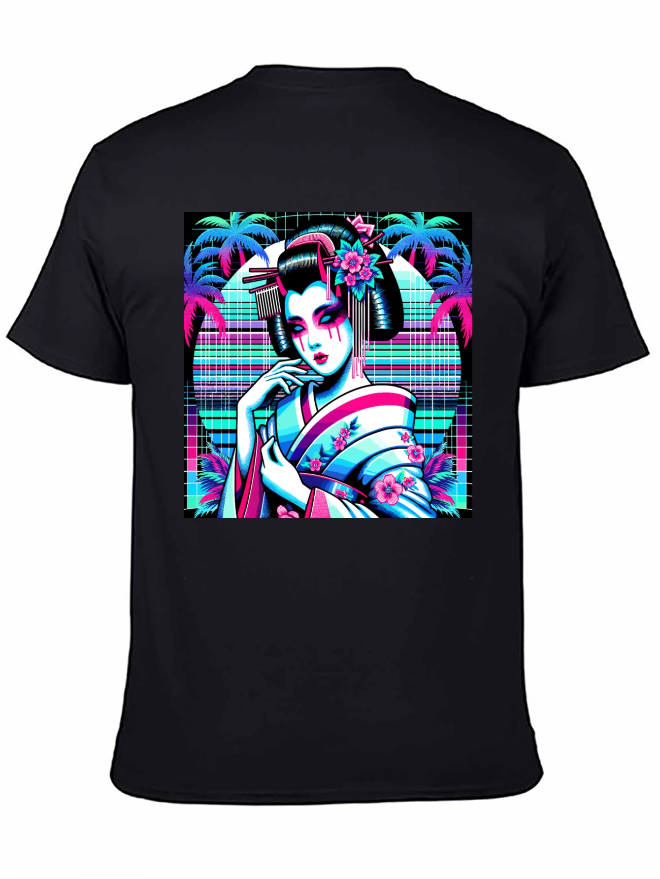 Vaporwave Geisha T-Shirt - Synthwave Style Tee