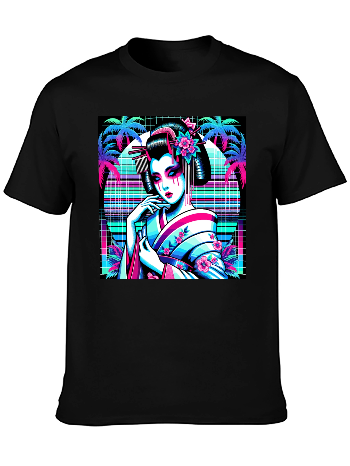 Vaporwave Geisha T-Shirt - Synthwave Style Tee