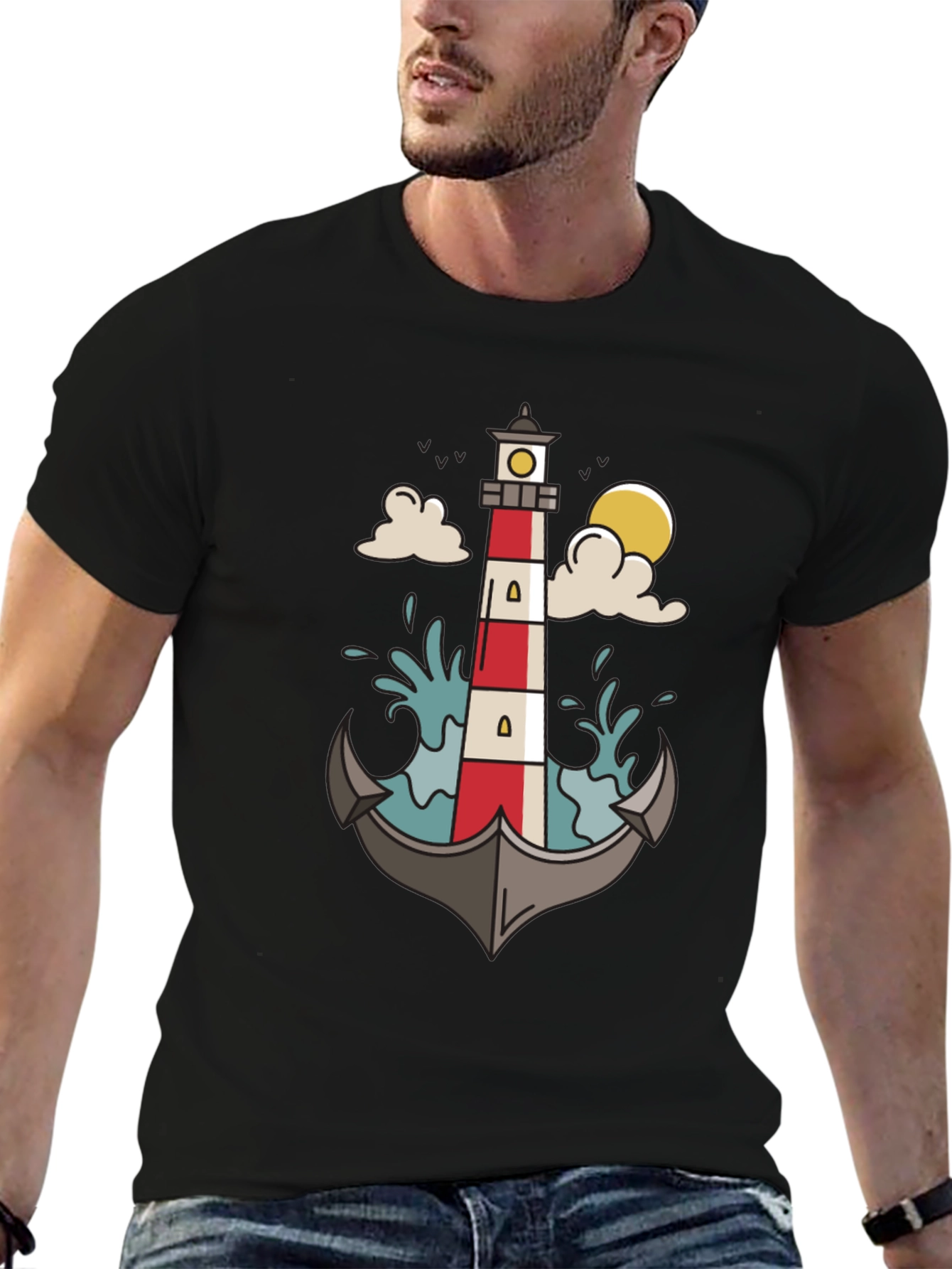 Nautical Lighthouse Anchor Graphic Tee
