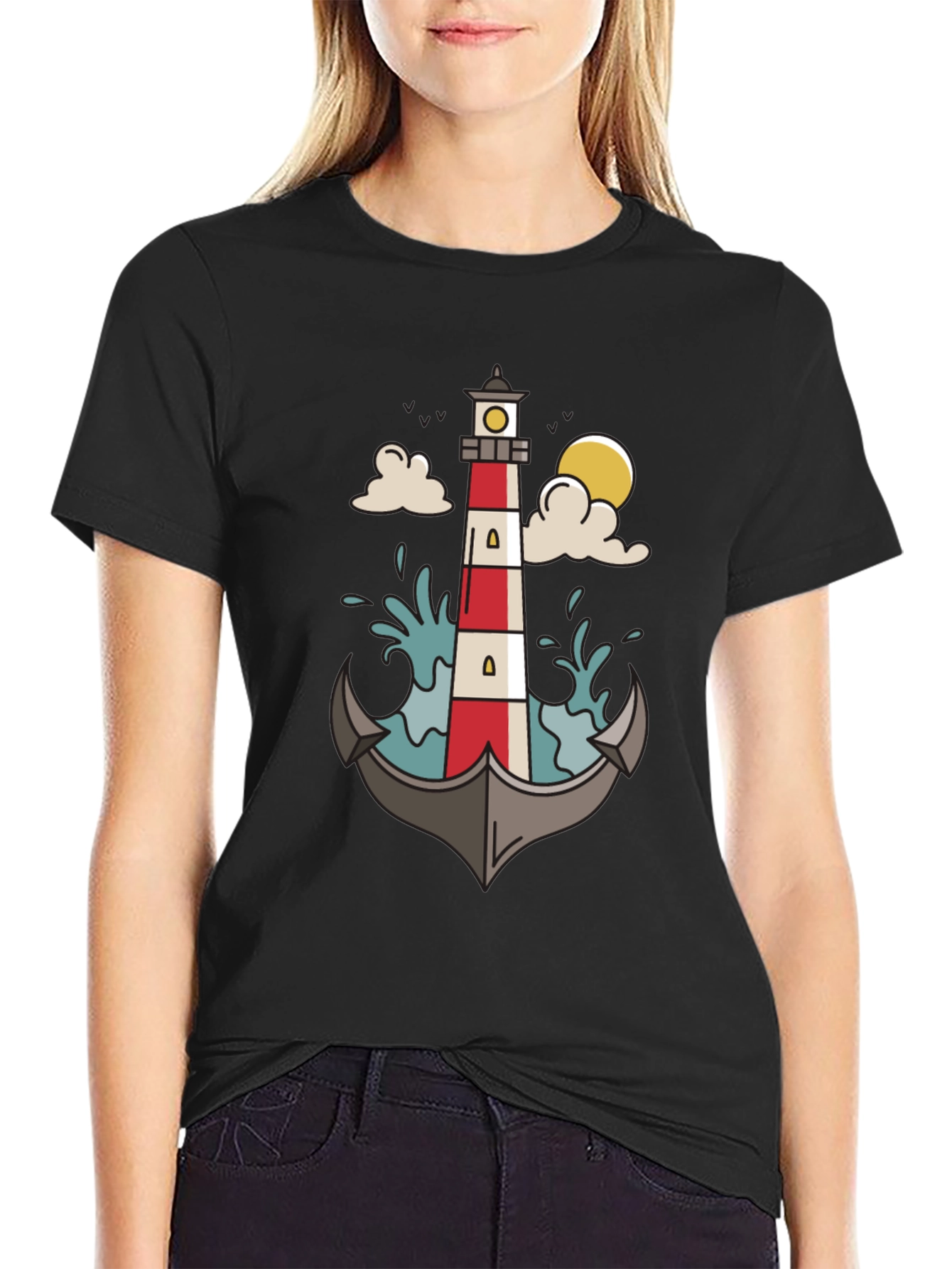 Nautical Lighthouse Anchor Graphic Tee