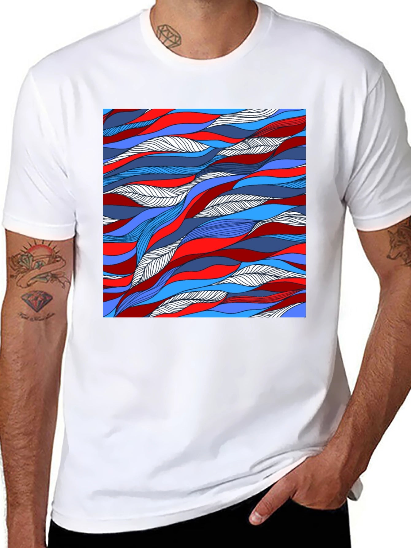 Abstract Wavy Lines Graphic Tee - Cool Patterned Shirt