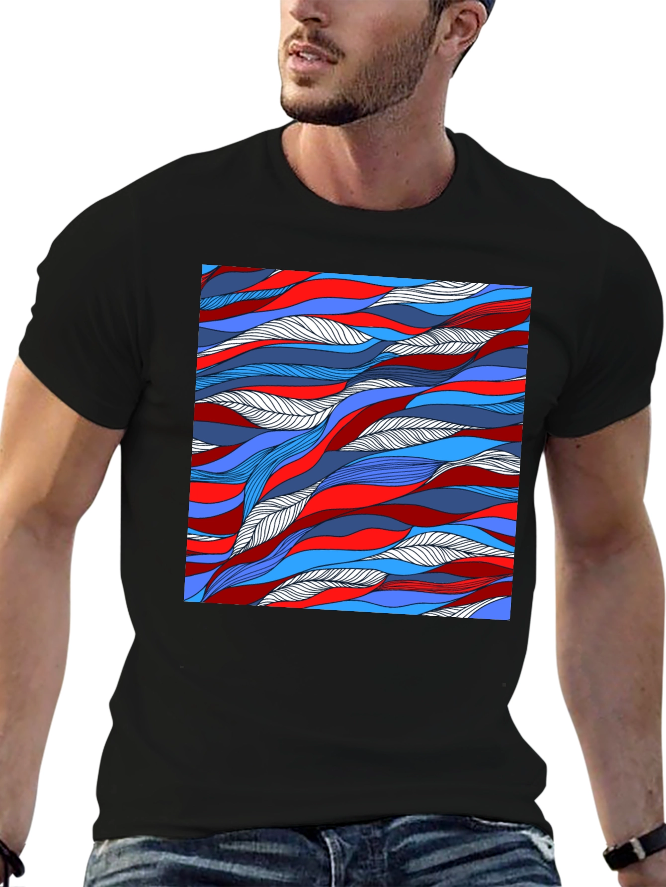 Abstract Wavy Lines Graphic Tee - Cool Patterned Shirt