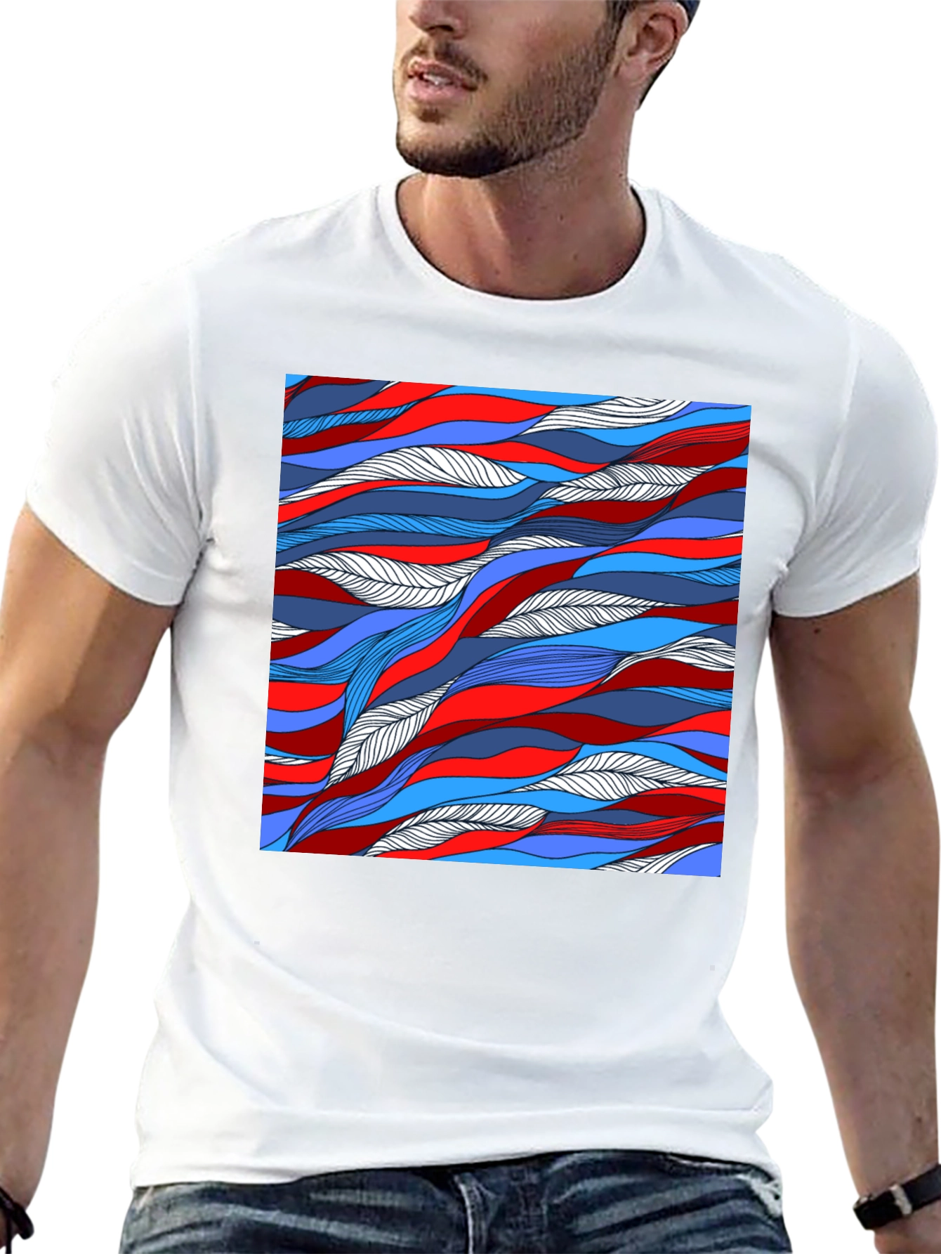 Abstract Wavy Lines Graphic Tee - Cool Patterned Shirt